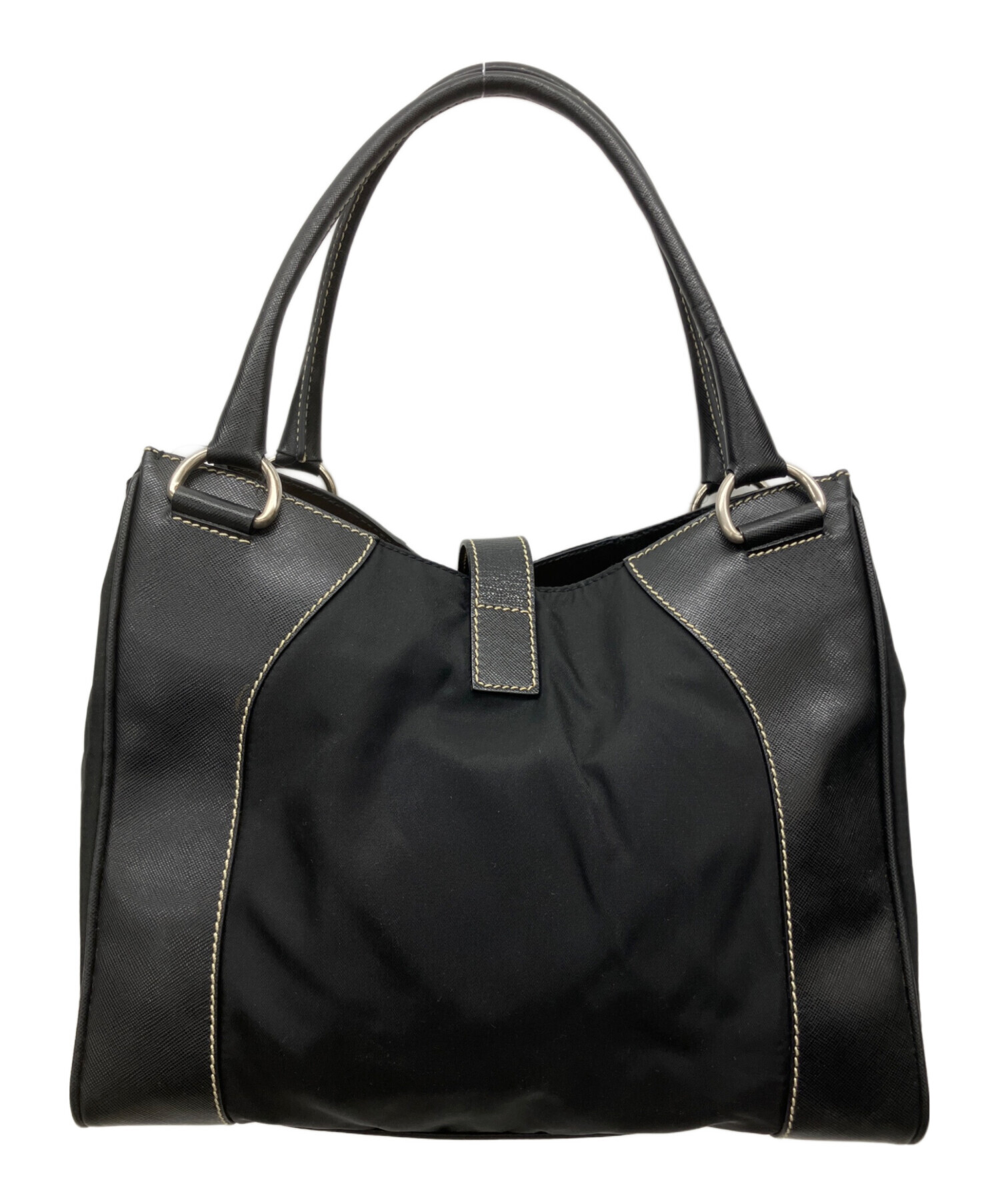 中古・古着通販】PRADA (プラダ) ナイロンレザートートバッグ ブラック 
