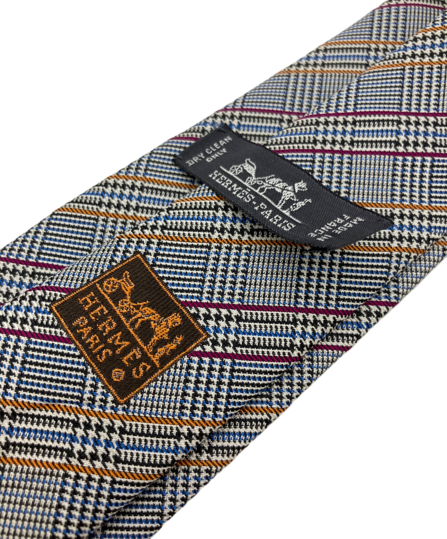 HERＭES エルメス 幾何学模様 シルク ネクタイ グレー　Used品 中古・古着通販】HERMES (エルメス) シルクネクタイ グレー サイズ