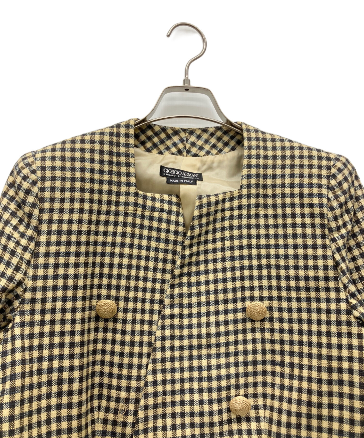 美品✨GIORGIO ARMANI ツイード ノーカラージャケット ウール XL 中古・古着通販】GIORGIO ARMANI (ジョルジオアルマーニ) ノーカラー