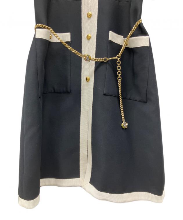 中古・古着通販】GUCCI (グッチ) 半袖ワンピース ネイビー サイズ:SIZE