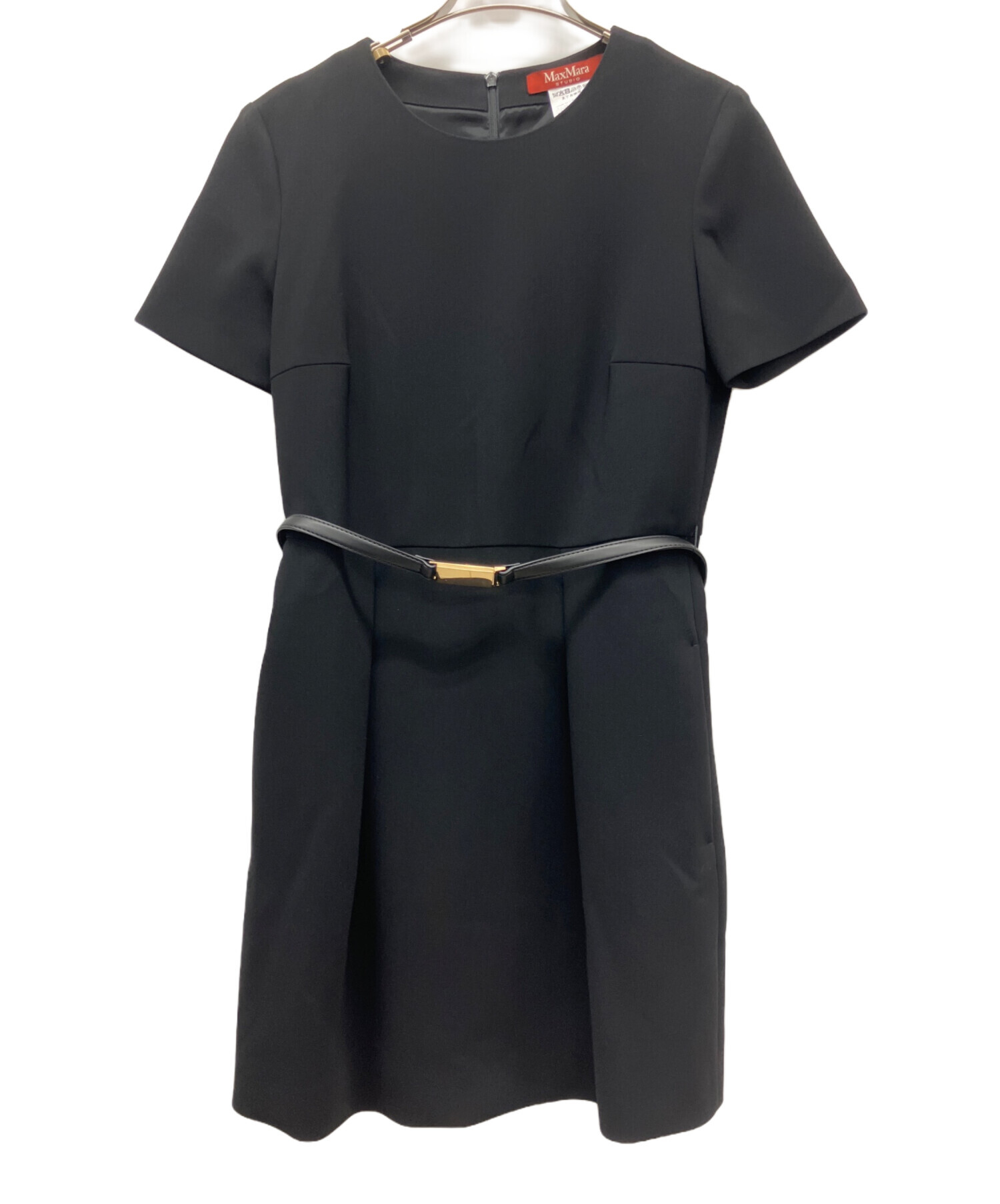 中古・古着通販】MaxMara (マックスマーラ) 半袖ワンピース ブラック