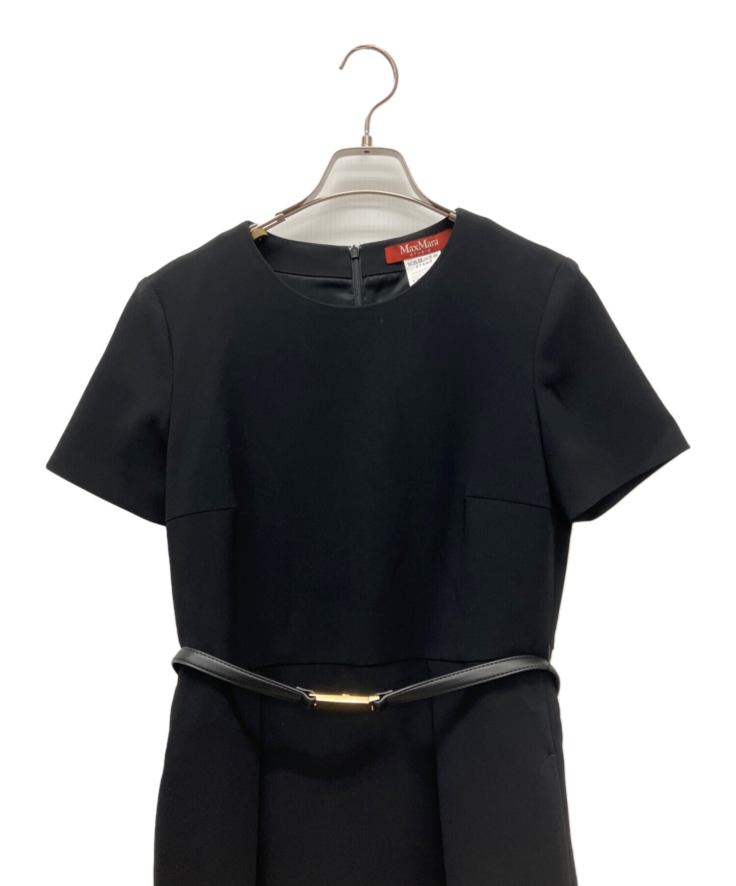 中古・古着通販】MaxMara (マックスマーラ) 半袖ワンピース ブラック