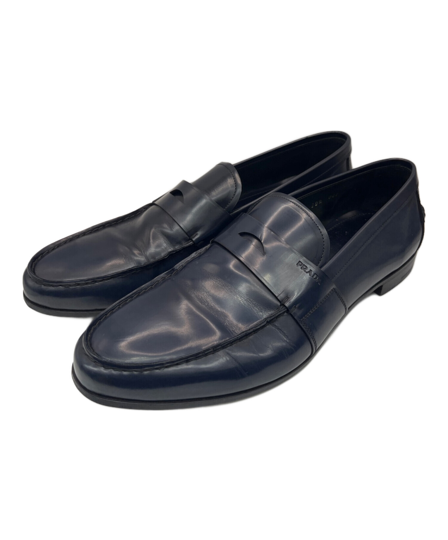 PRADA 青 シルバー ローファー 中古・古着通販】PRADA (プラダ) ローファー ネイビー サイズ:9 1/2