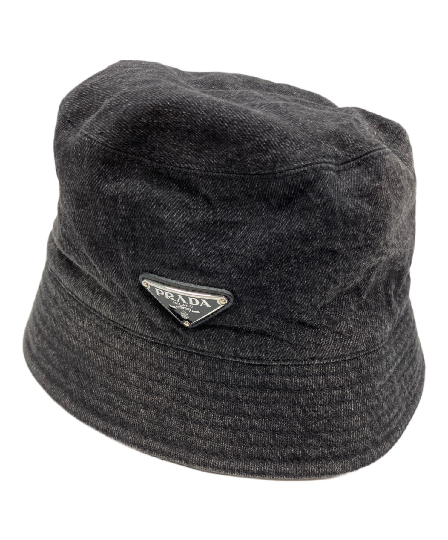 中古・古着通販】PRADA (プラダ) 三角ロゴプレートデニムバケット