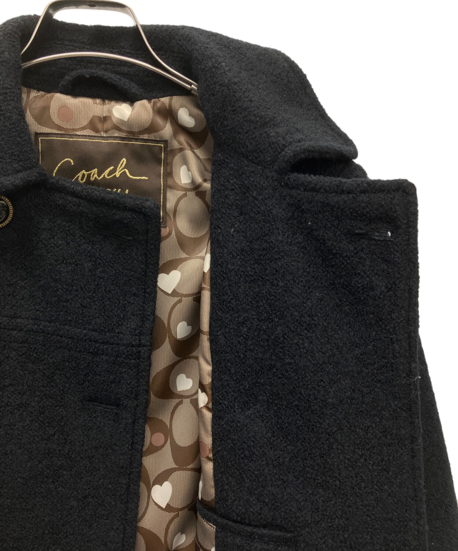 中古・古着通販】COACH (コーチ) ダブルブレストピーコート ブラック