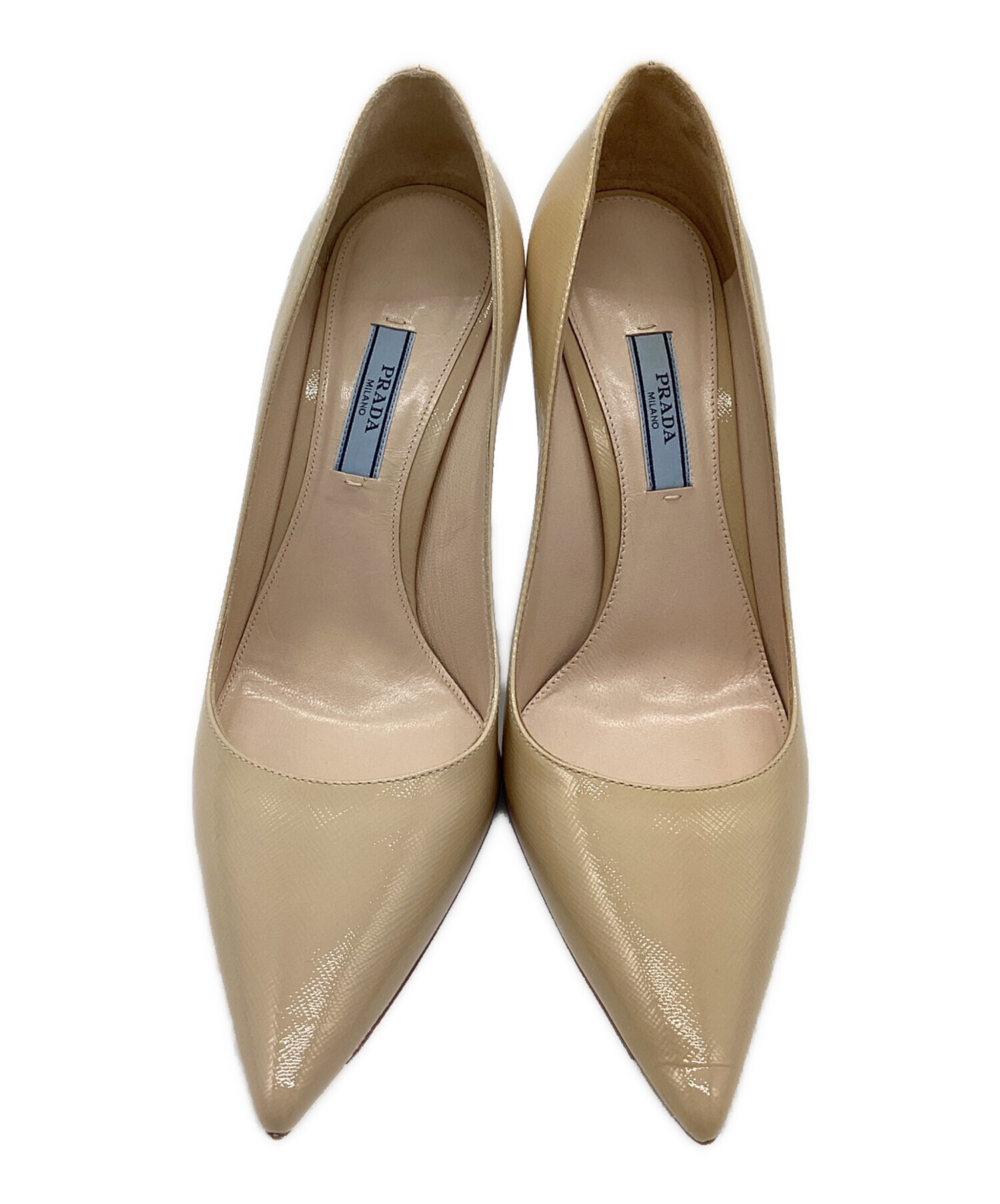 PRADA ベージュ ポインテッドトゥ パンプス 37