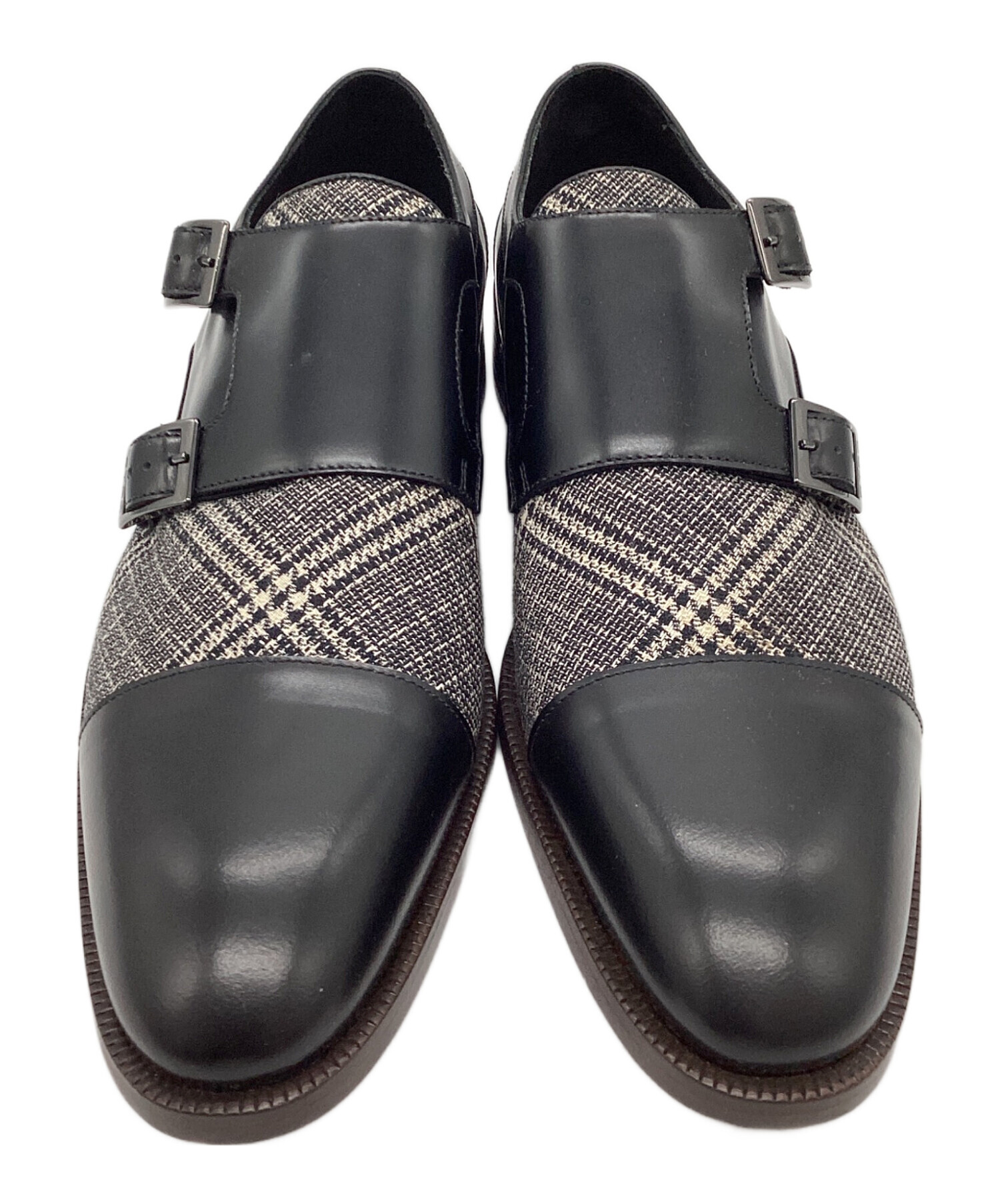 極美品■ETRO エトロ【26.0】本革 革靴 ダブルモンク ペイズリー 切替 中古・古着通販】ETRO (エトロ) ダブルモンクシューズ ブラック サイズ