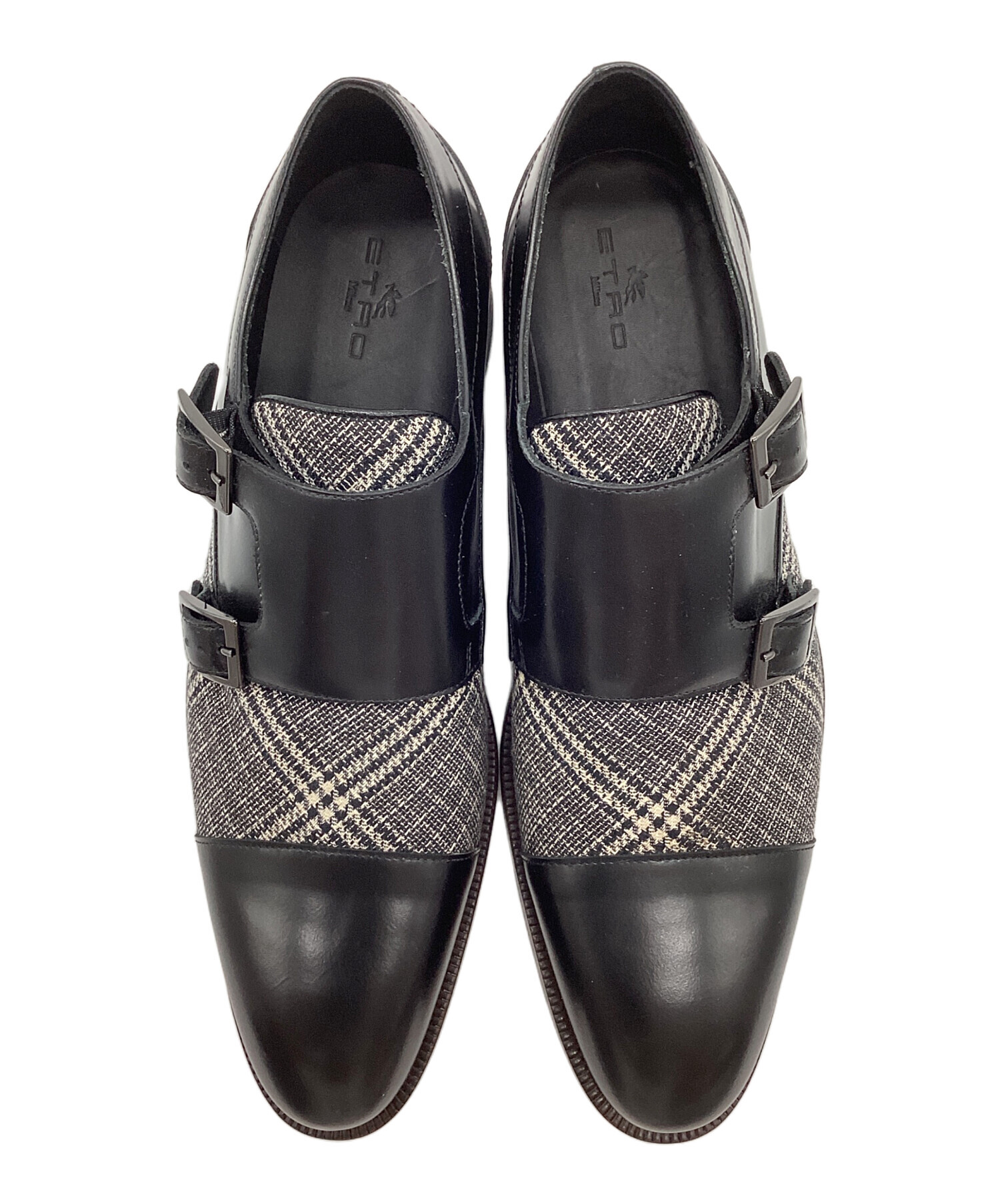 中古・古着通販】ETRO (エトロ) ダブルモンクシューズ ブラック サイズ