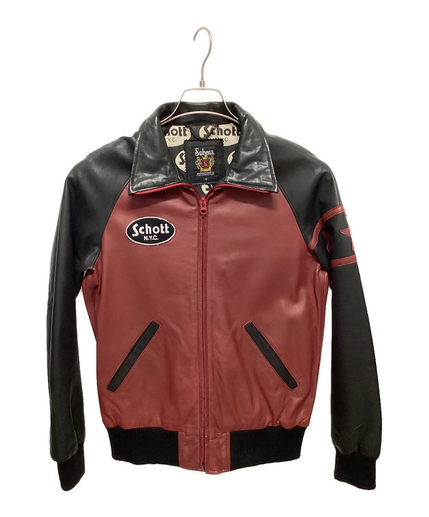 中古・古着通販】shott (ショット) 袖切替レザージャケット ブラック 