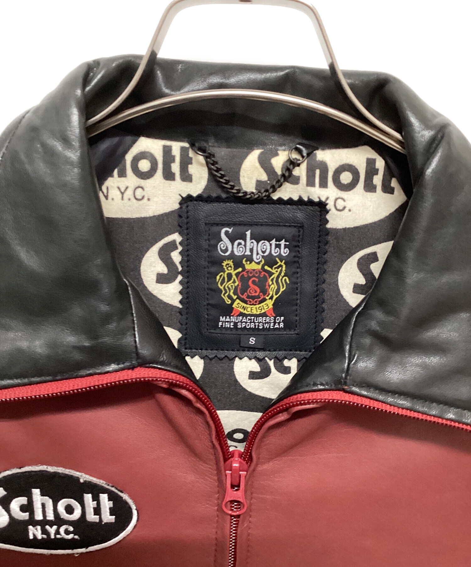 中古・古着通販】shott (ショット) 袖切替レザージャケット ブラック 