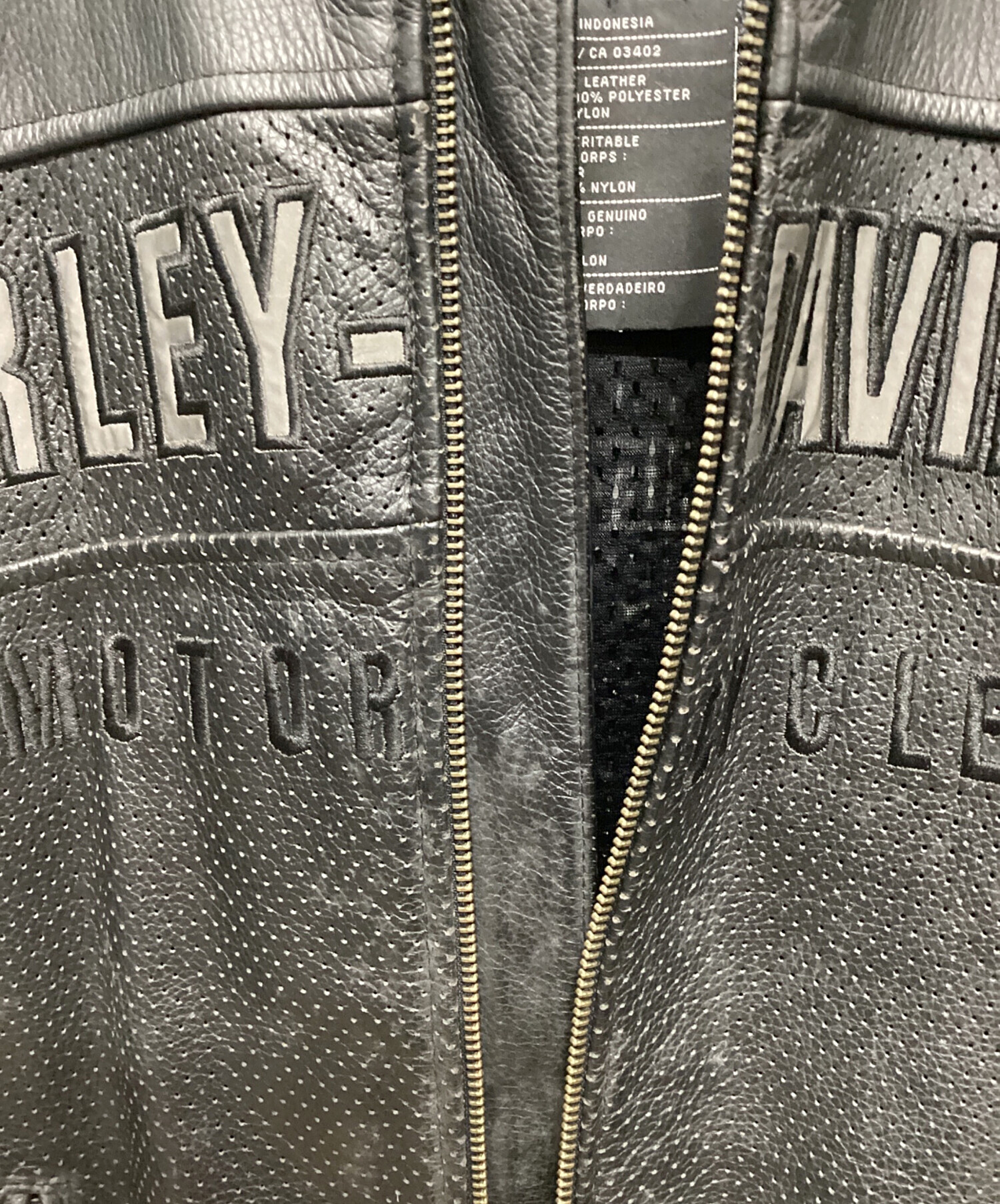 ハーレーダビッドソン　パンチングレザー　ライダーズジャケット 中古・古着通販】HARLEY-DAVIDSON (ハーレーダビッドソン) 00s