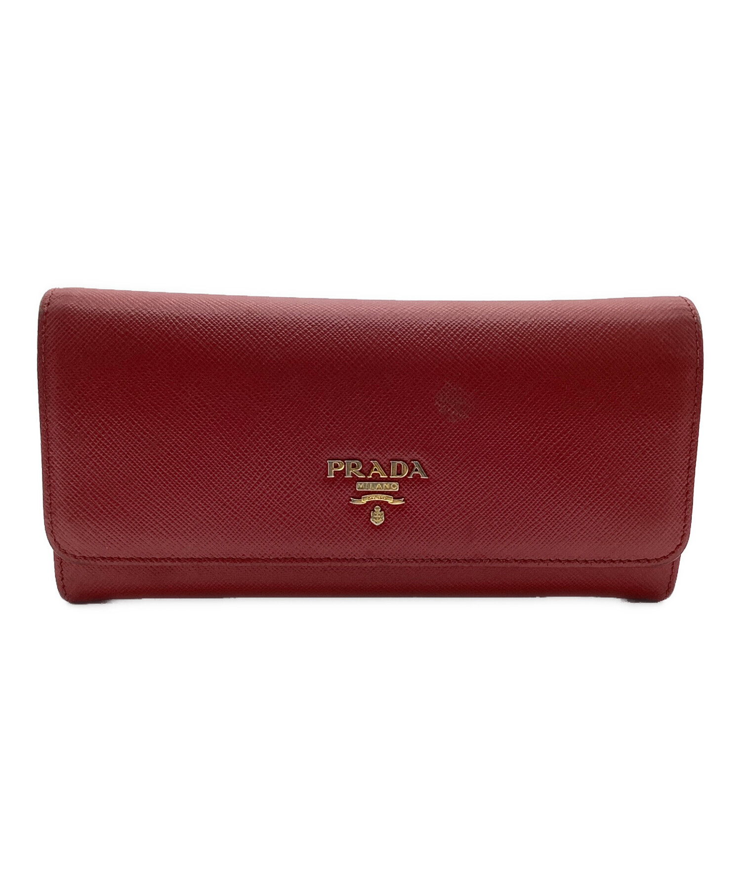 中古・古着通販】PRADA (プラダ) チェーンパスケース付長財布 レッド 