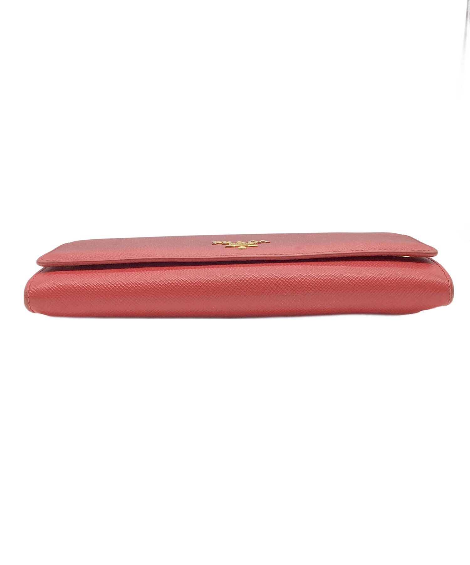 中古・古着通販】PRADA (プラダ) チェーンパスケース付長財布 レッド 