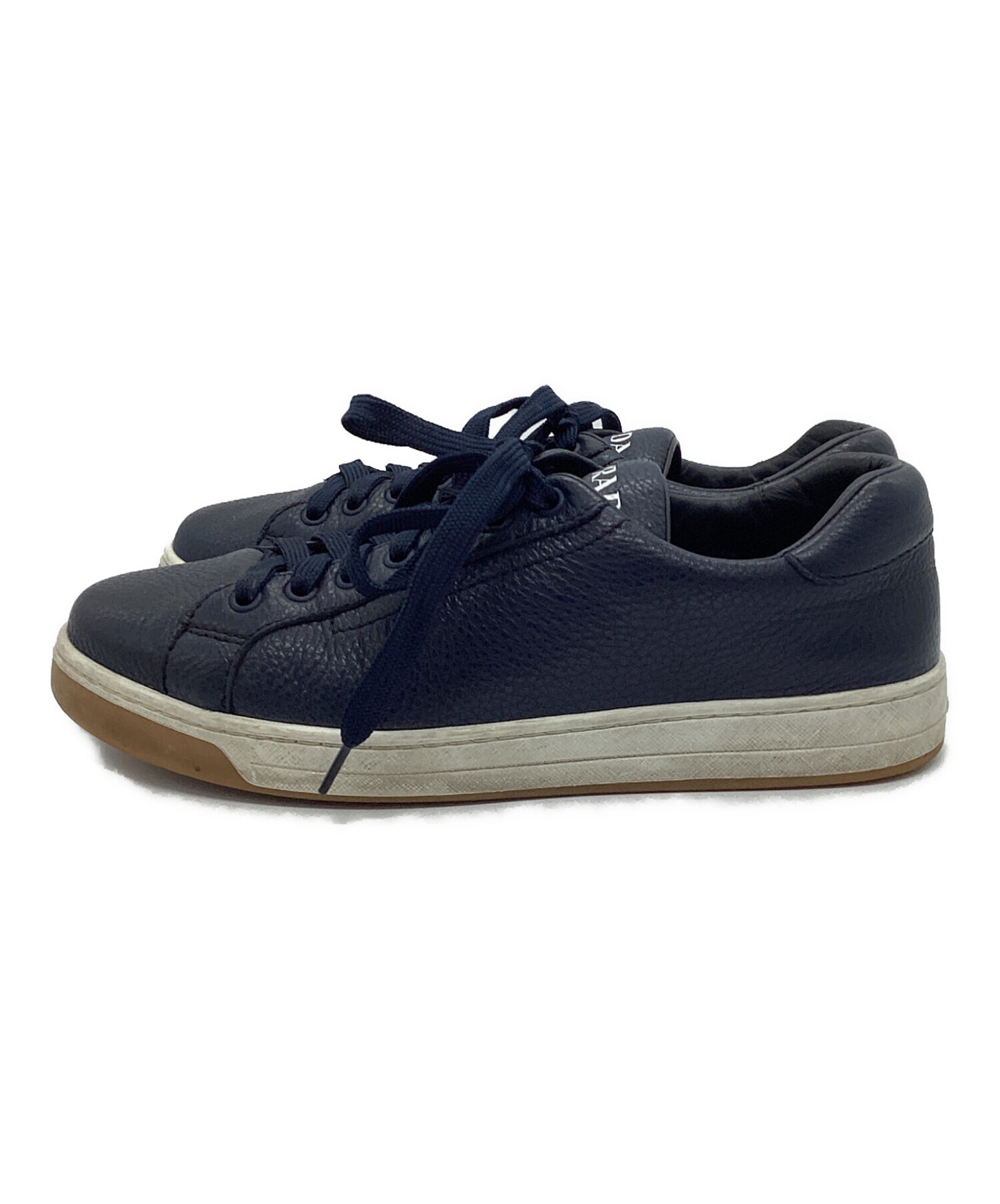 中古・古着通販】PRADA (プラダ) レザースニーカー ネイビー サイズ:5 