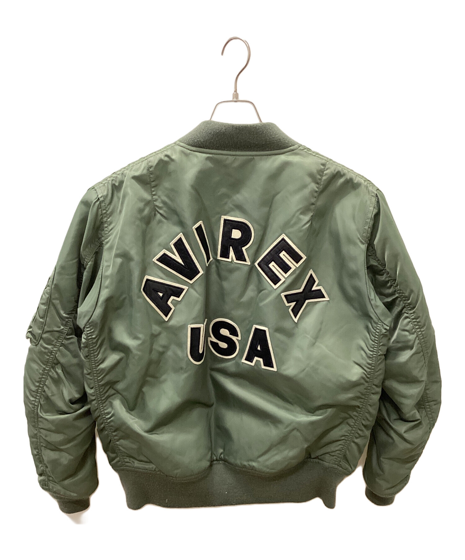 ビッグサイズ2XL★ AVIREX MA-1 背面ロゴ セージグリーン　D195 中古・古着通販】AVIREX (アヴィレックス) MA-1 LOGO セージグリーン