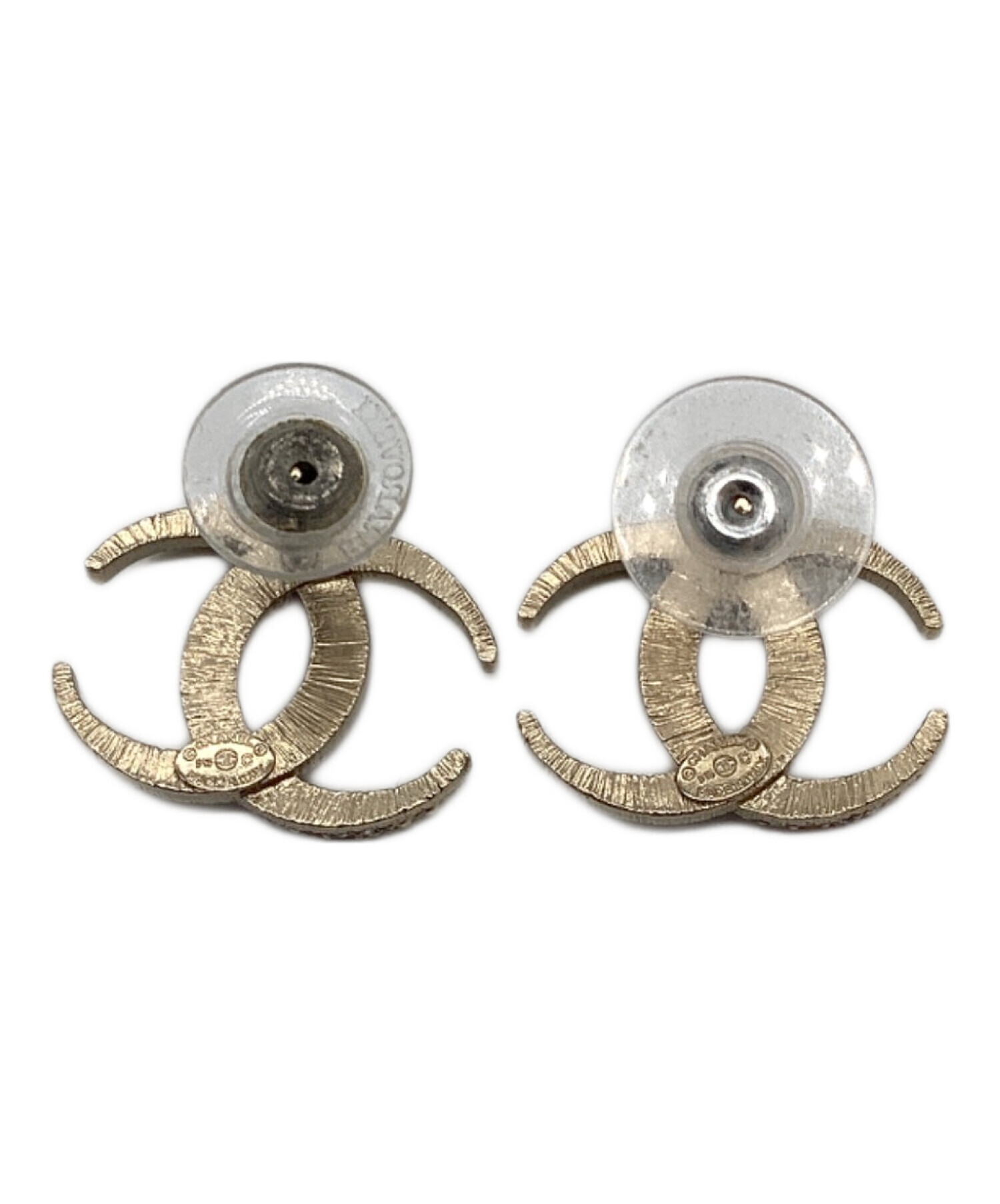 中古・古着通販】CHANEL (シャネル) ラインストーンピアス ゴールド