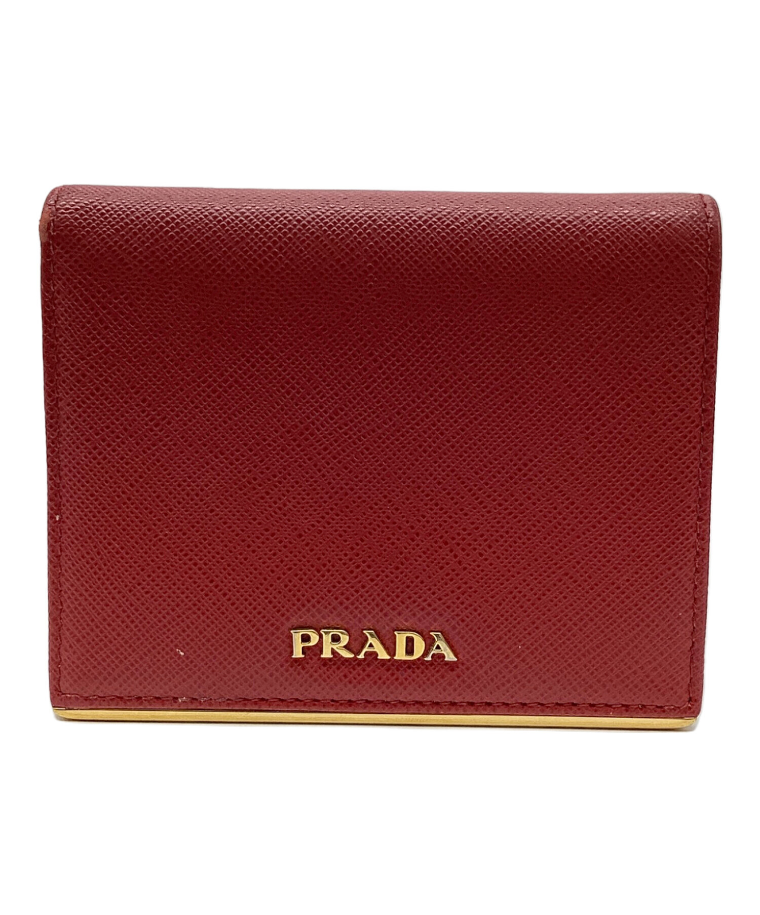中古・古着通販】PRADA (プラダ) コンパクト財布 レッド｜ブランド 