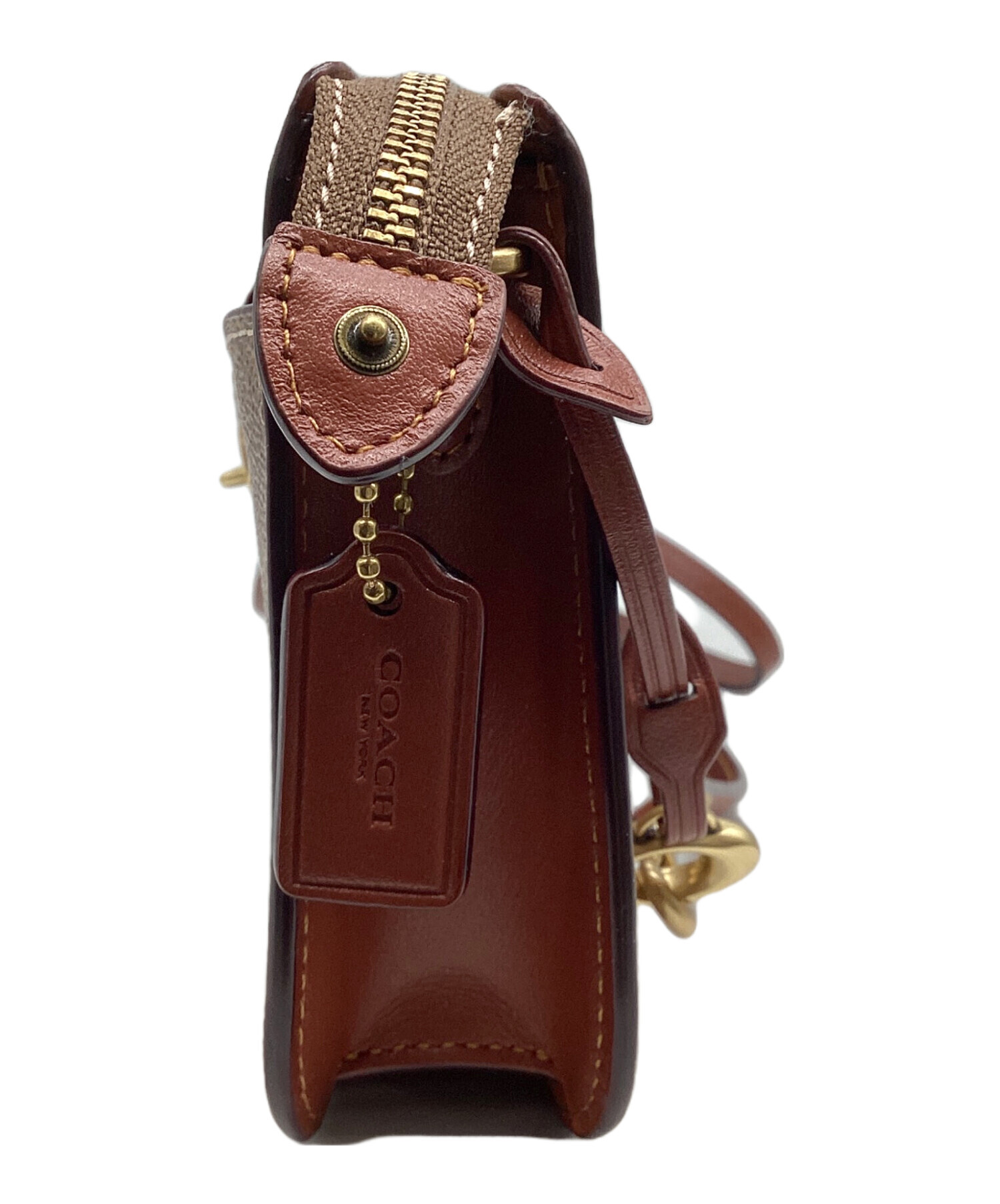 未使用品　COACH ショルダーバッグ ブラウン パープル　2way 中古・古着通販】COACH (コーチ) ショルダーバッグ シグネチャー