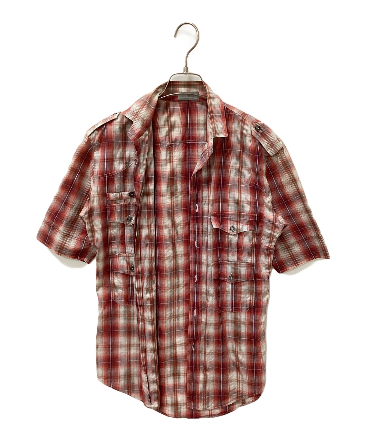 ディオールオム 赤 クレリックシャツ 37 エディ期Dior Homme