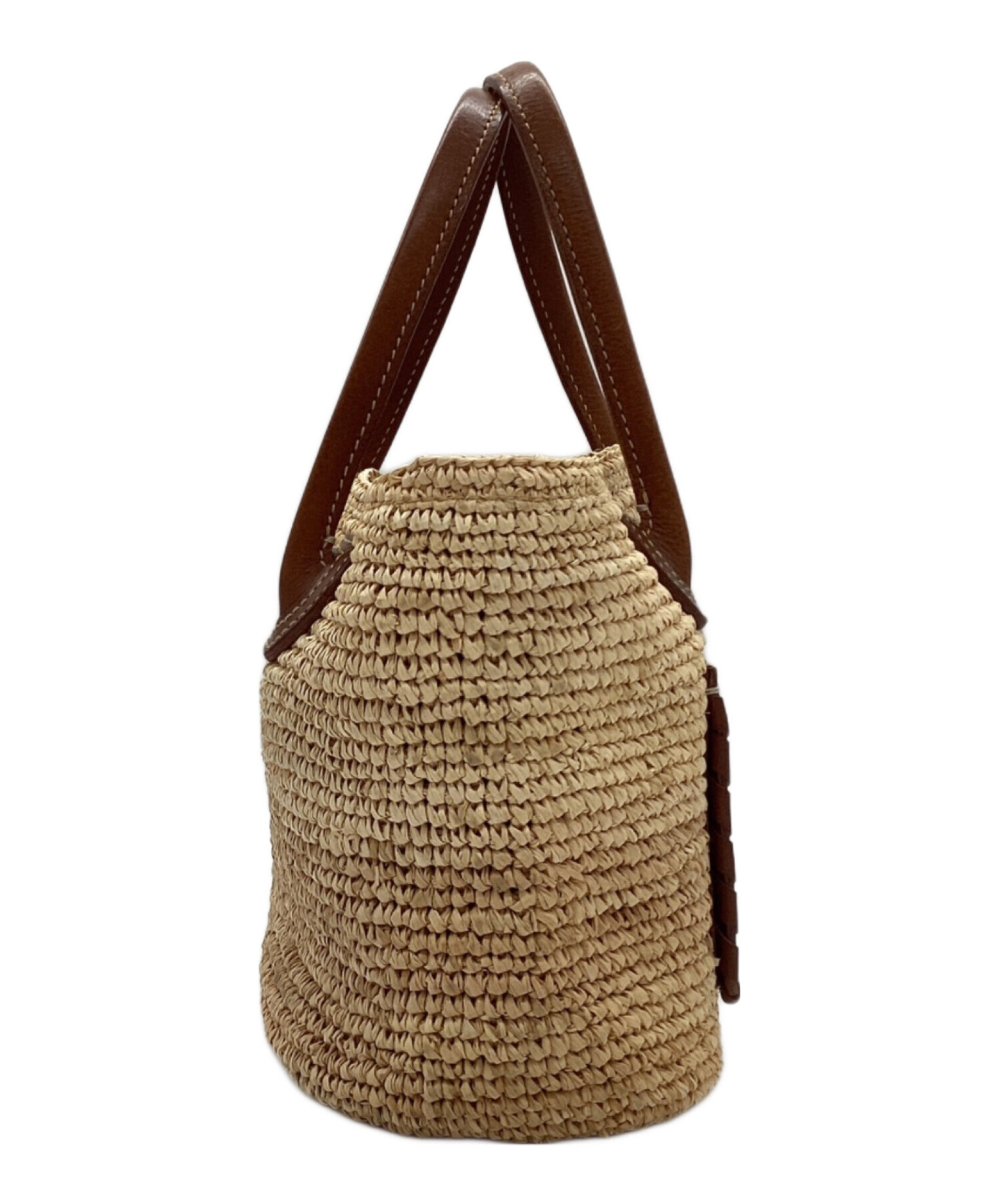 genten トートバッグ カゴバッグブラウン/ベージュ