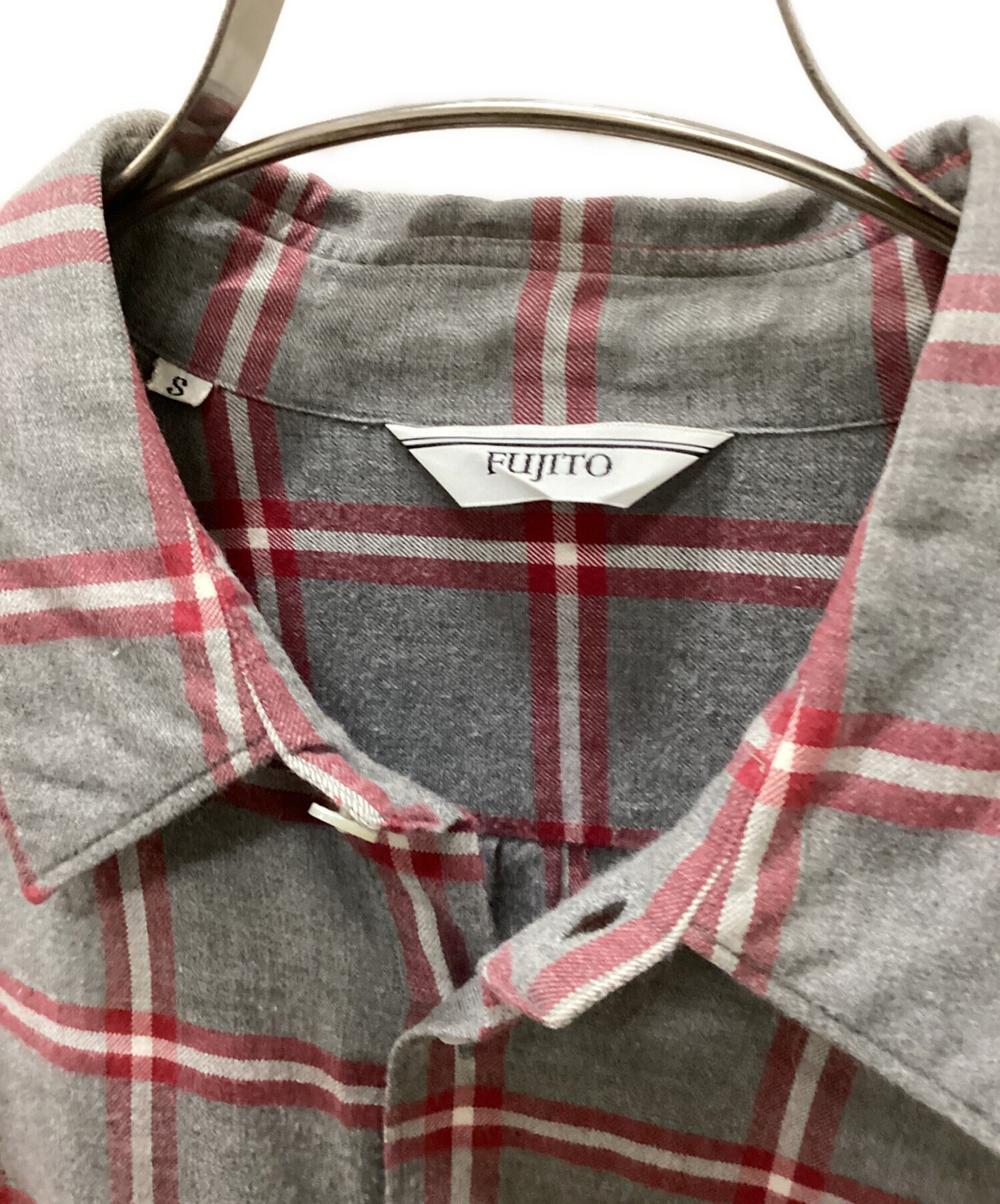 中古・古着通販】FUJITO (フジト) チェックシャツ レッド×グレー 
