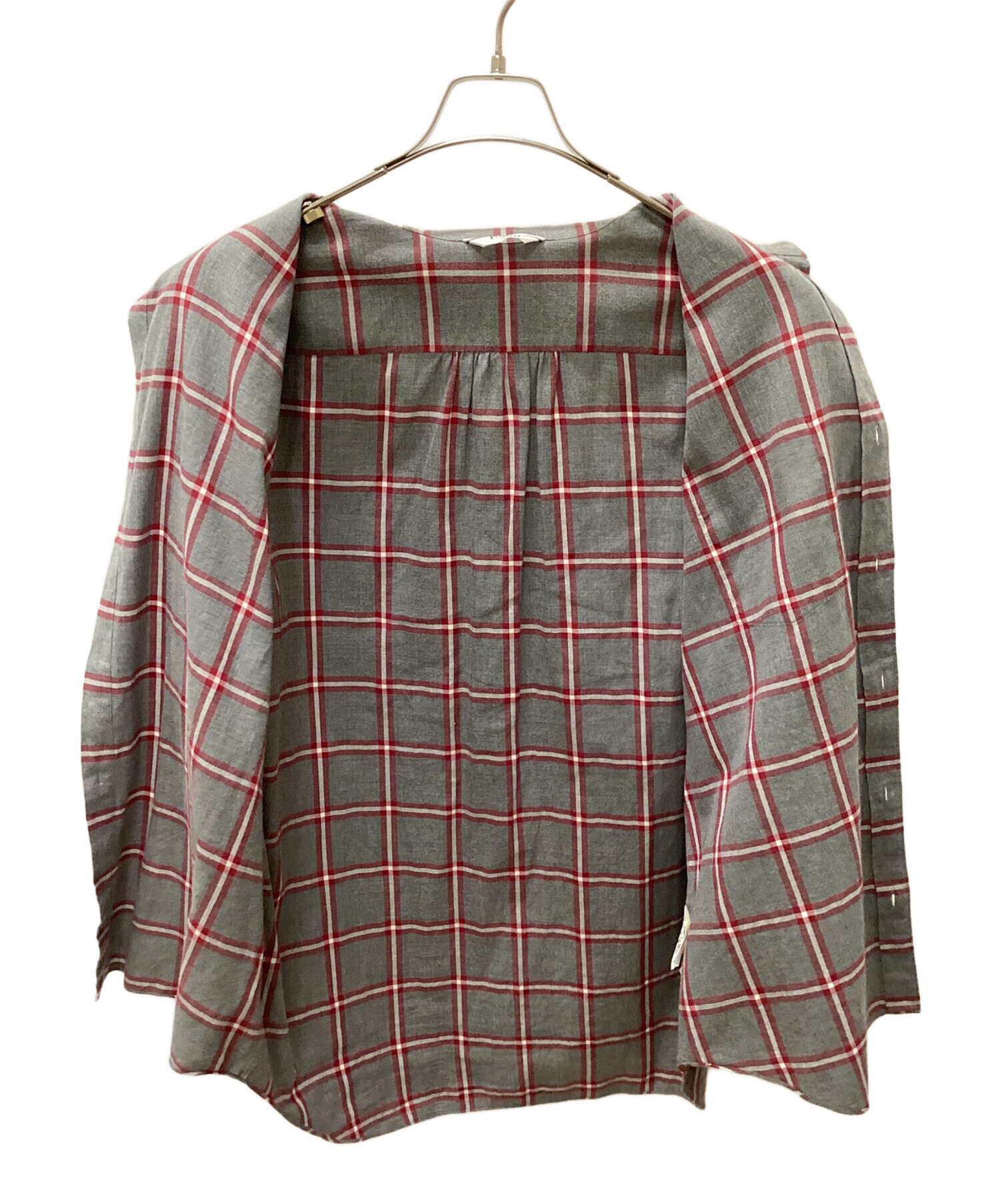 中古・古着通販】FUJITO (フジト) チェックシャツ レッド×グレー 