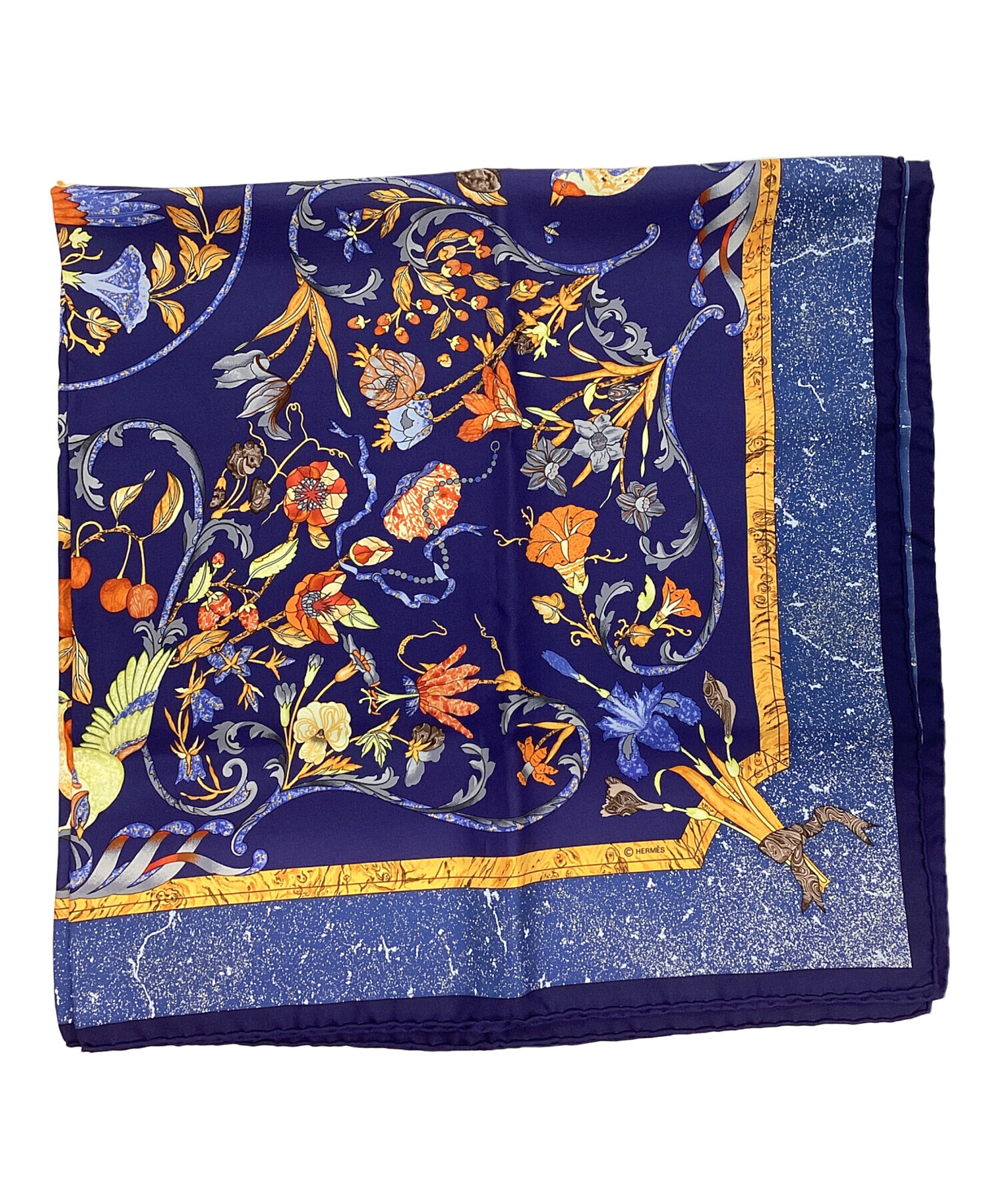 HERMES エルメス ストール  青 【古着】【中古】【送料無料】 HERMES - HERMES エルメス ストール 青 【古着】【中古】【送料無料