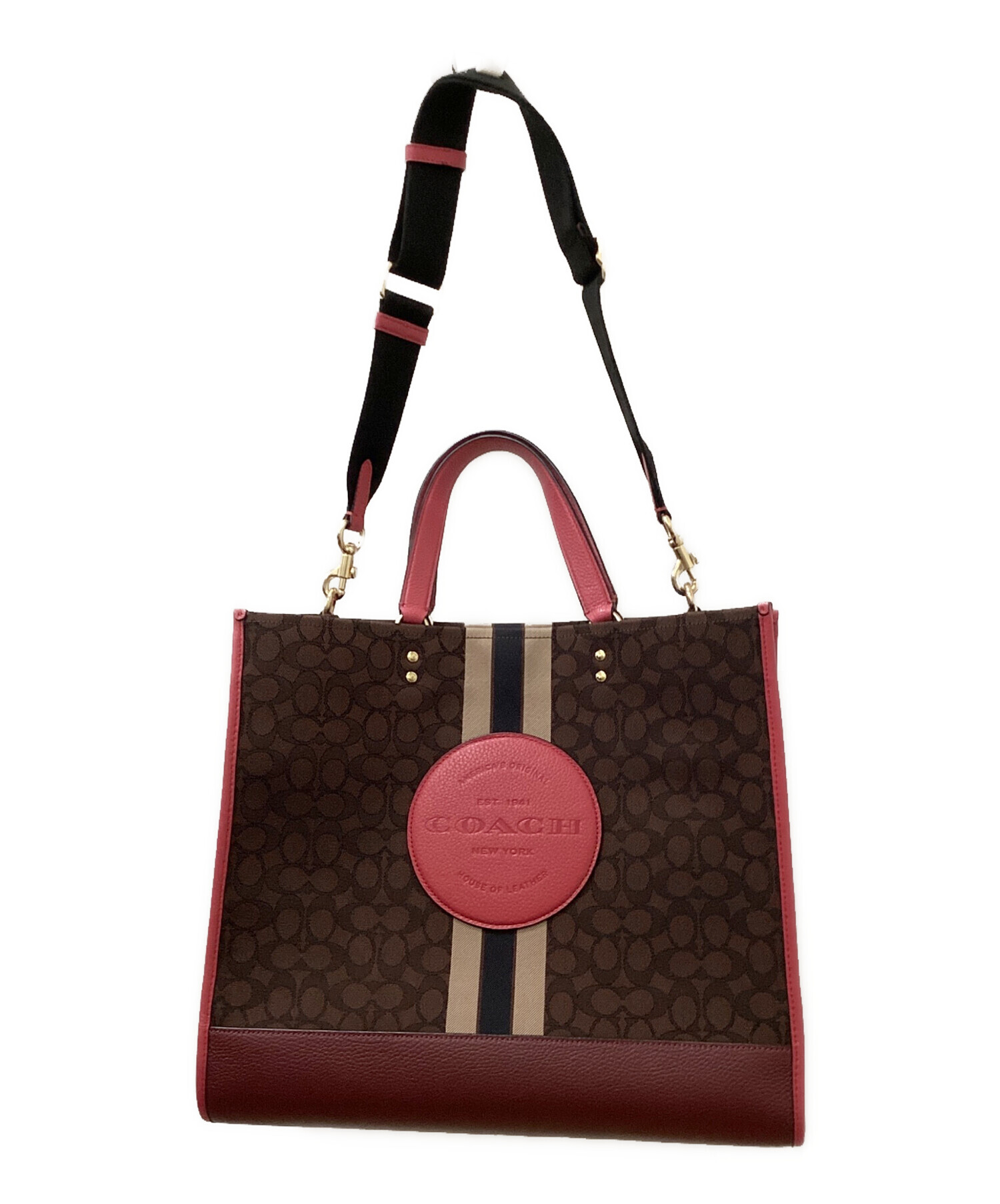 コーチ COACH バッグ トートバッグ ジャガード×レザー 黒 6042 