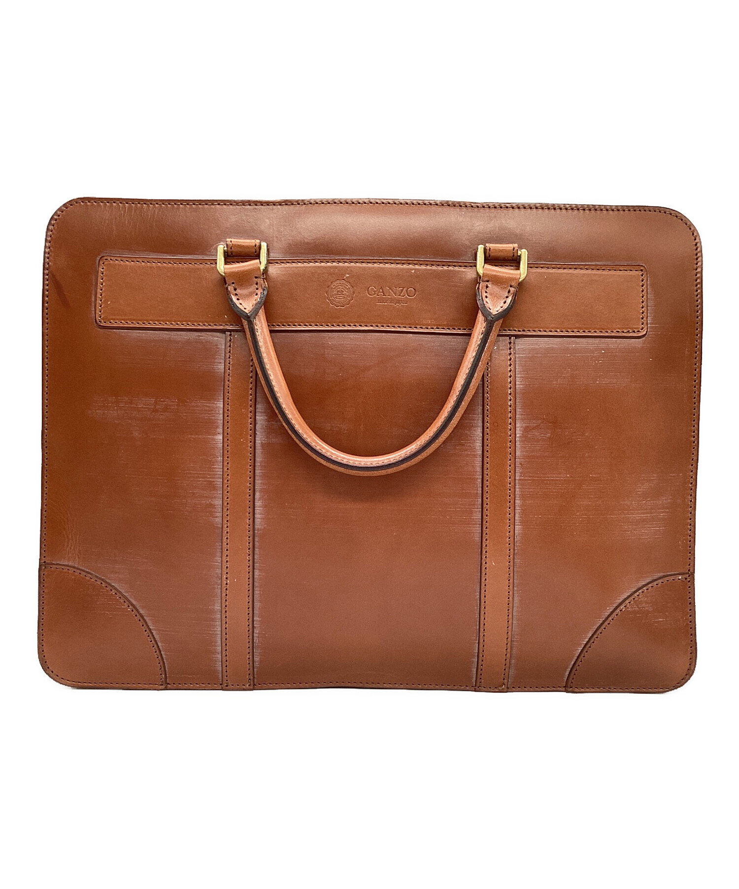 【中古美品】GANZO ブライドル　ブリーフケース　ビジネスバッグ　41cm 中古・古着通販】GANZO (ガンゾ) ブライドルブリーフケース ブラウン