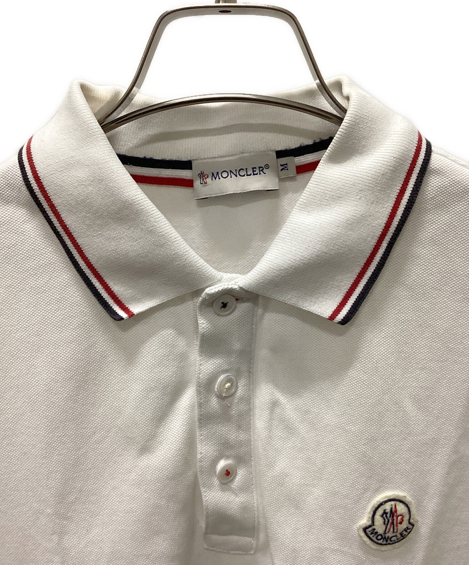 中古・古着通販】MONCLER (モンクレール) ポロシャツ ホワイト サイズ