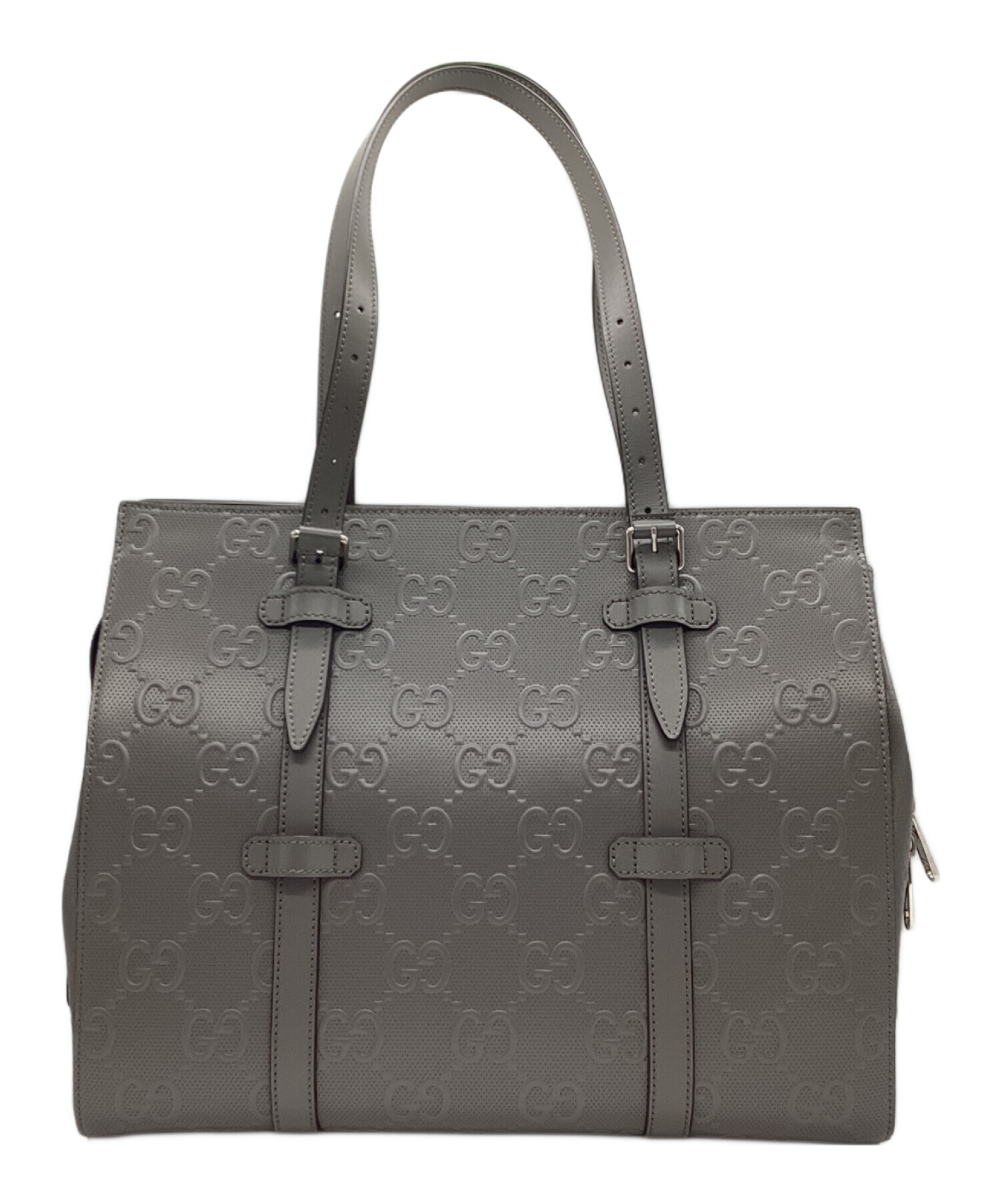 中古・古着通販】GUCCI (グッチ) エンボストートバッグ ライトグレー 