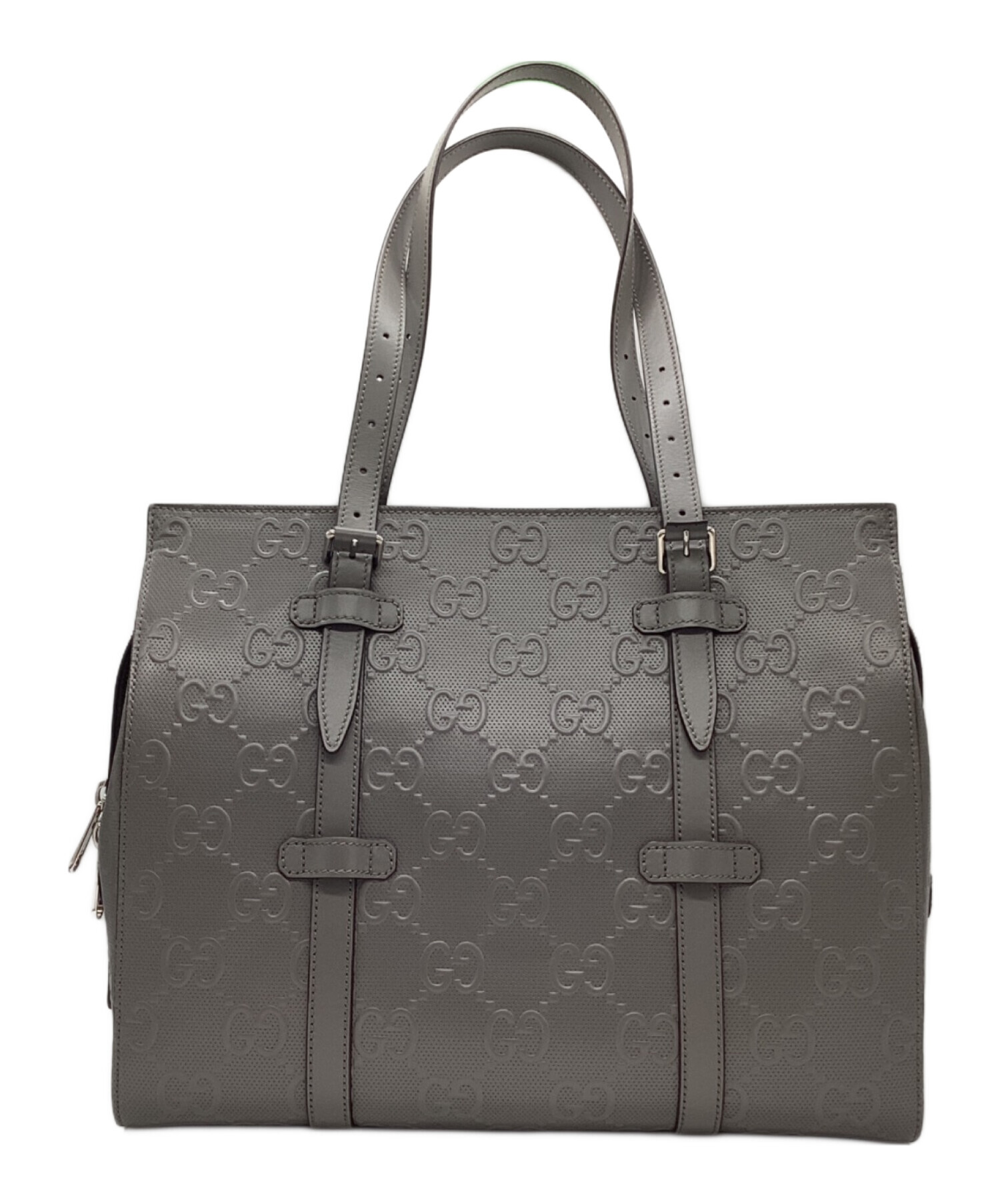 中古・古着通販】GUCCI (グッチ) エンボストートバッグ ライトグレー 