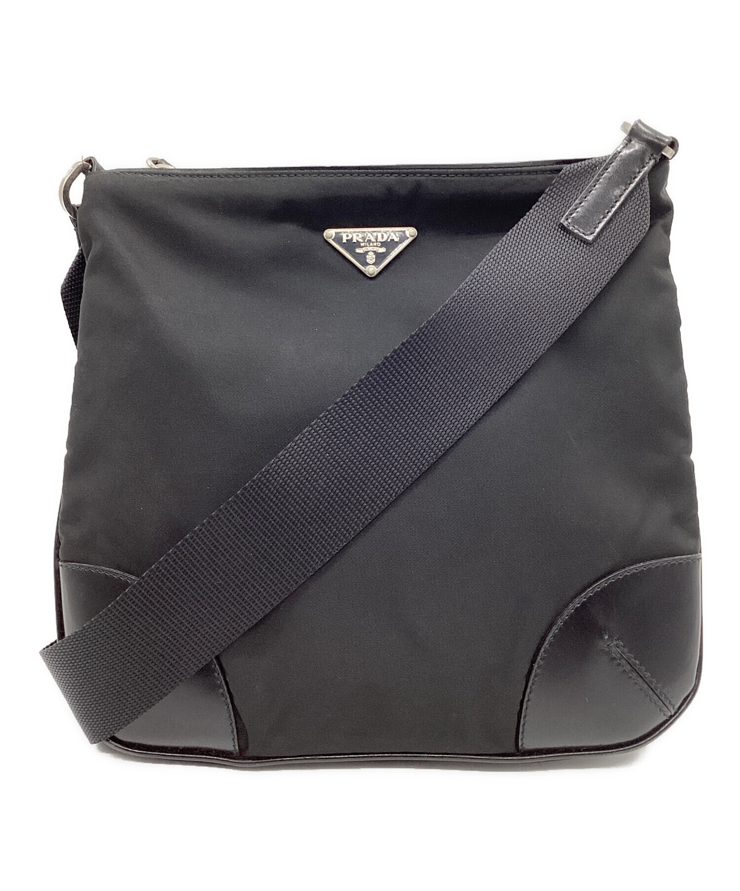 【ジャンク品】PRADA ナイロン ショルダーバッグ ブラック 中古・古着通販】PRADA (プラダ) ナイロンショルダーバッグ ブラック