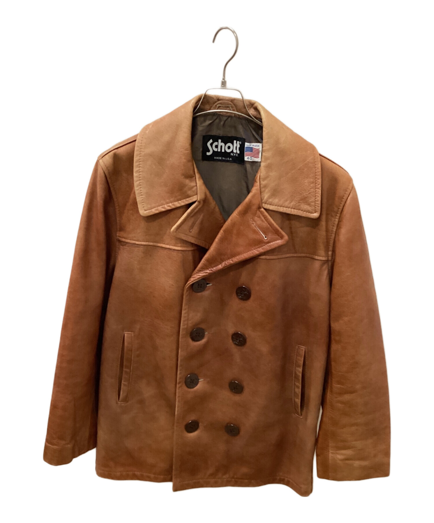 中古・古着通販】Schott (ショット) レザーカーコート ブラウン サイズ