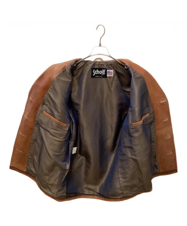 中古・古着通販】Schott (ショット) レザーカーコート ブラウン サイズ