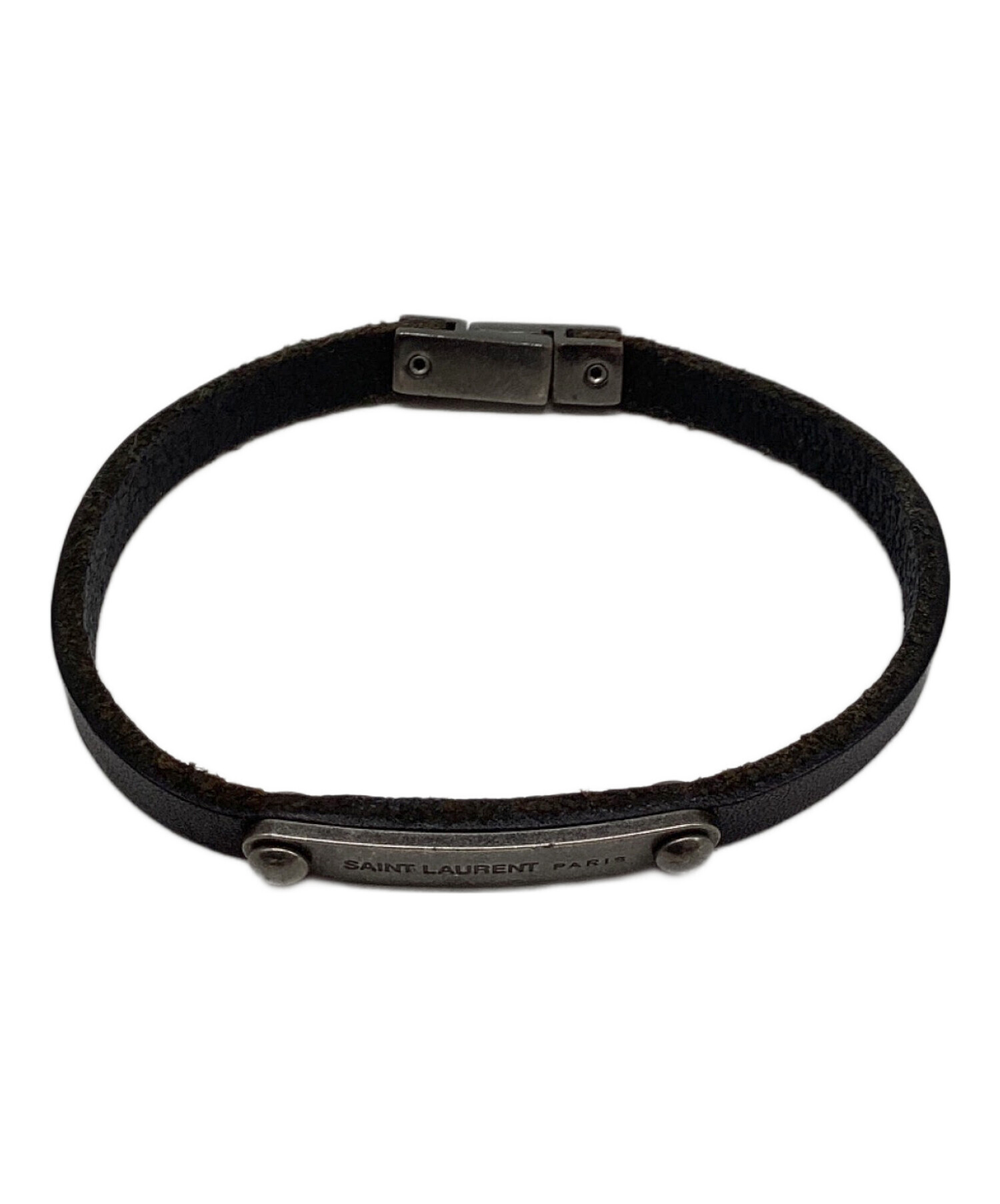 Laurent 中古・古着通販】Saint IDプレートブレスレット ブラック LAURENT 【美品】SAINT Paris プレート ID (サンローランパリ) アクセサリー
