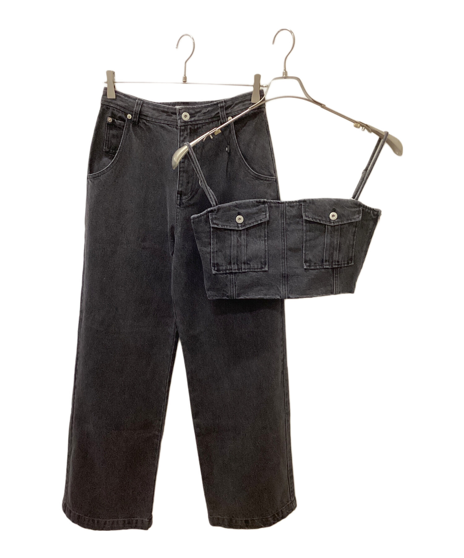 中古・古着通販】Ameri (アメリ) デニムビスチェセットアップ グレー