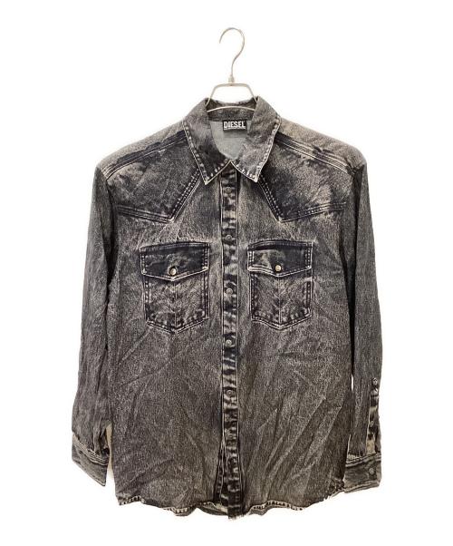 DIESELデニムシャツ風ロングコート グレー/ブラック Diesel