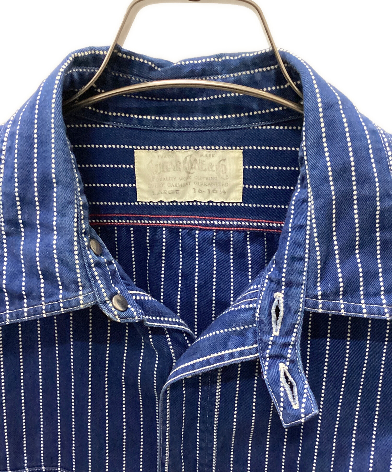 used☆東洋☆シュガーケーン☆ウォバッシュ半袖シャツ☆M☆紺 中古・古着通販】SUGAR CANE (シュガーケーン) ウォバッシュワーク