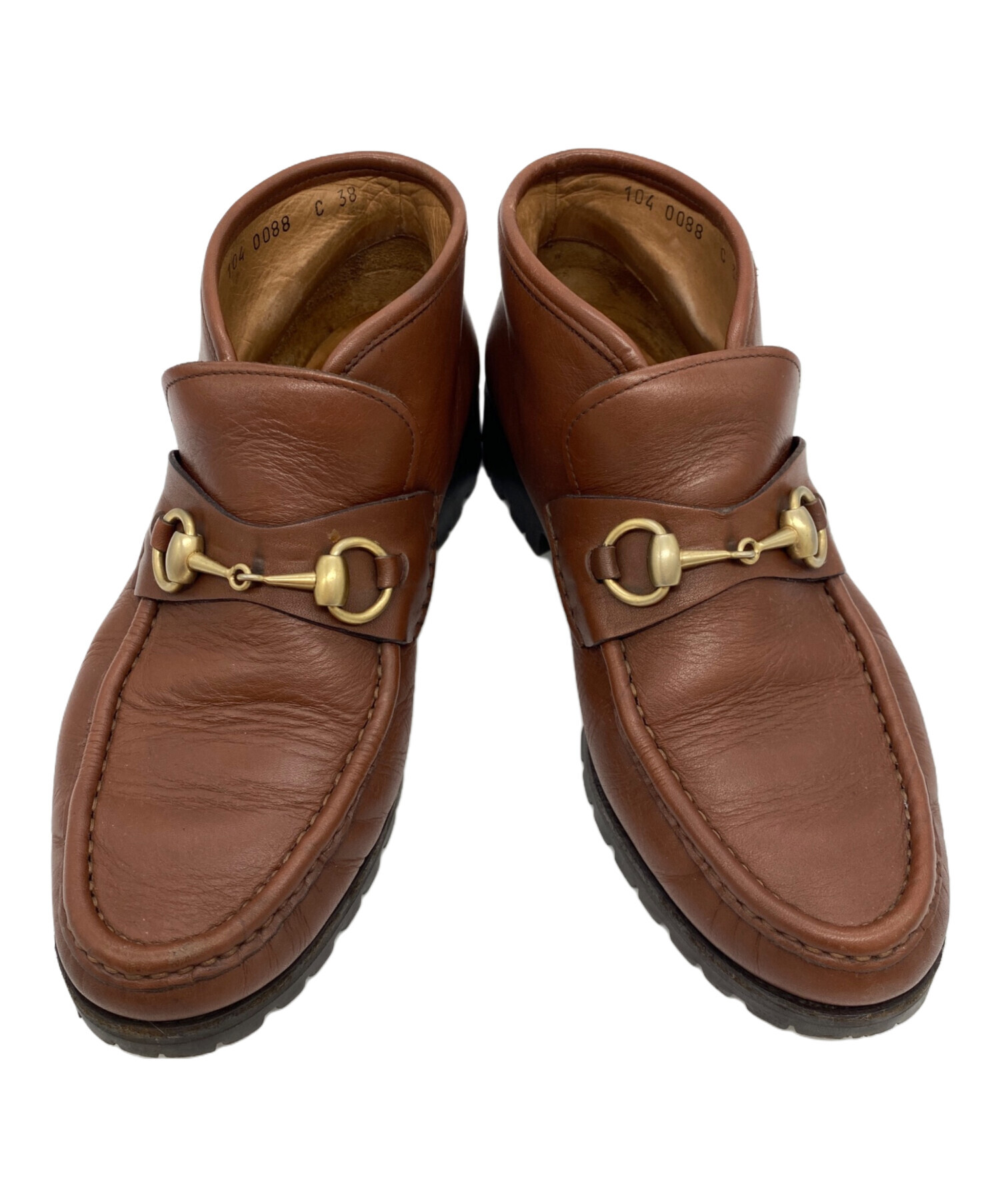 グッチ 6 1/2 23.5 ショートブーツ ホースビット ブラウン 茶色 中古・古着通販】GUCCI (グッチ) ヴィンテージ ホースビット ショート