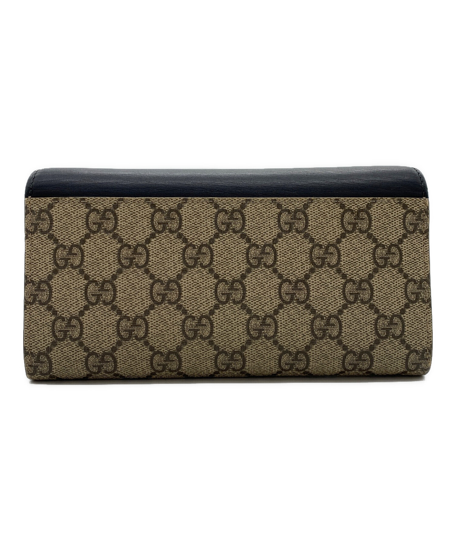 GUCCI レザー 長財布 ベージュ ブラック 中古・古着通販】GUCCI (グッチ) 長財布 ブラック×ベージュ｜ブランド