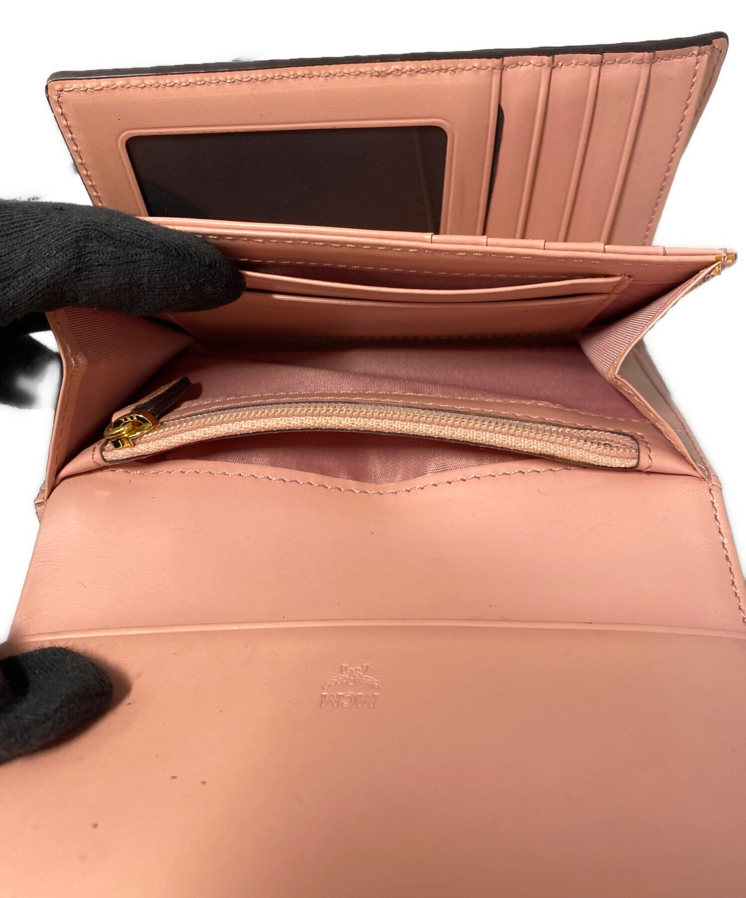 MCM ミントカラー エムシーエム　三つ折り財布 中古・古着通販】MCM (エムシーエム) 3つ折り財布 ベージュ｜ブランド