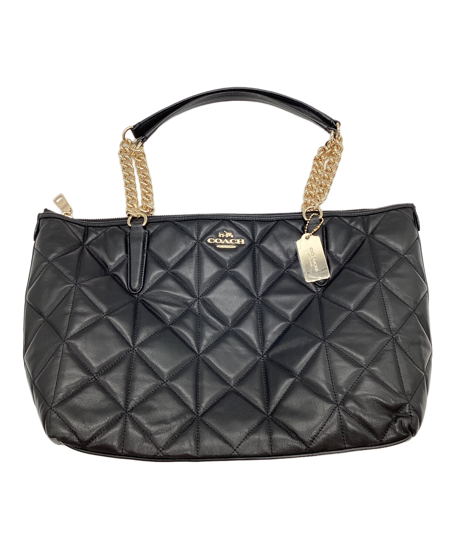 中古・古着通販】COACH (コーチ) キルティングチェーントートバッグ 