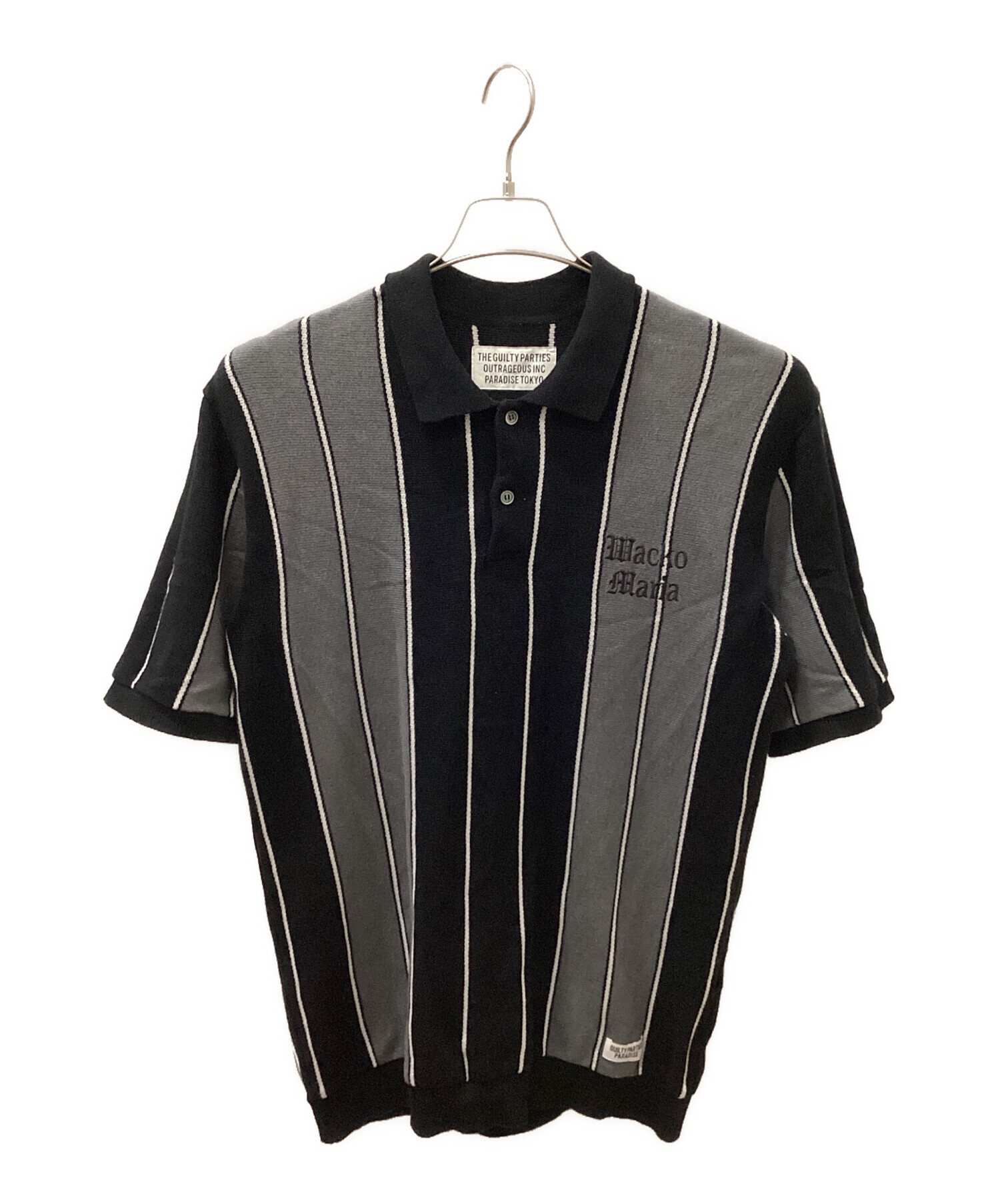 WACKO MARIAポロセーター試着のみXLサイズ　ブラックのリブ襟付き WACKO MARIAポロセーター試着のみXLサイズ ブラックのリブ襟付き