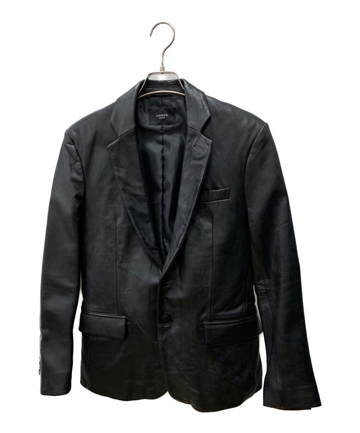 リューグーレザーズ ラムレザー ジャケット 裏地ペイズリー シャツ 希少LL 黒 中古・古着通販】LIUGOO LEATHERS (リューグーレザーズ) ラムレザー