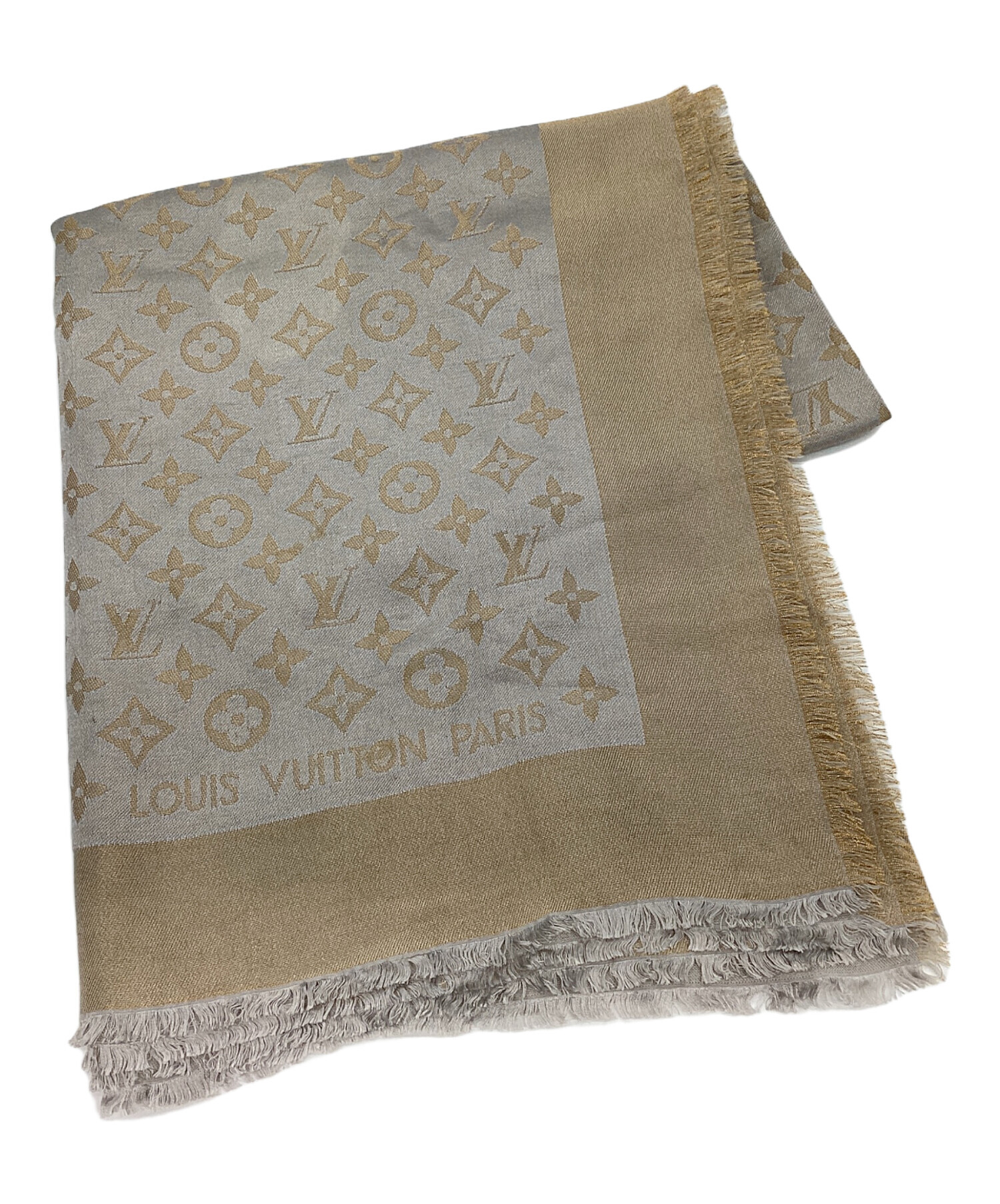【未使用】ルイヴィトン  ストール　モノグラム柄　グレージュ LOUIS VUITTON - 未使用の通販 by H♡｜ルイヴィトンならラクマ