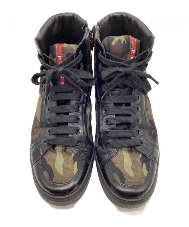 中古・古着通販】PRADA (プラダ) ハイカットスニーカー ブラック