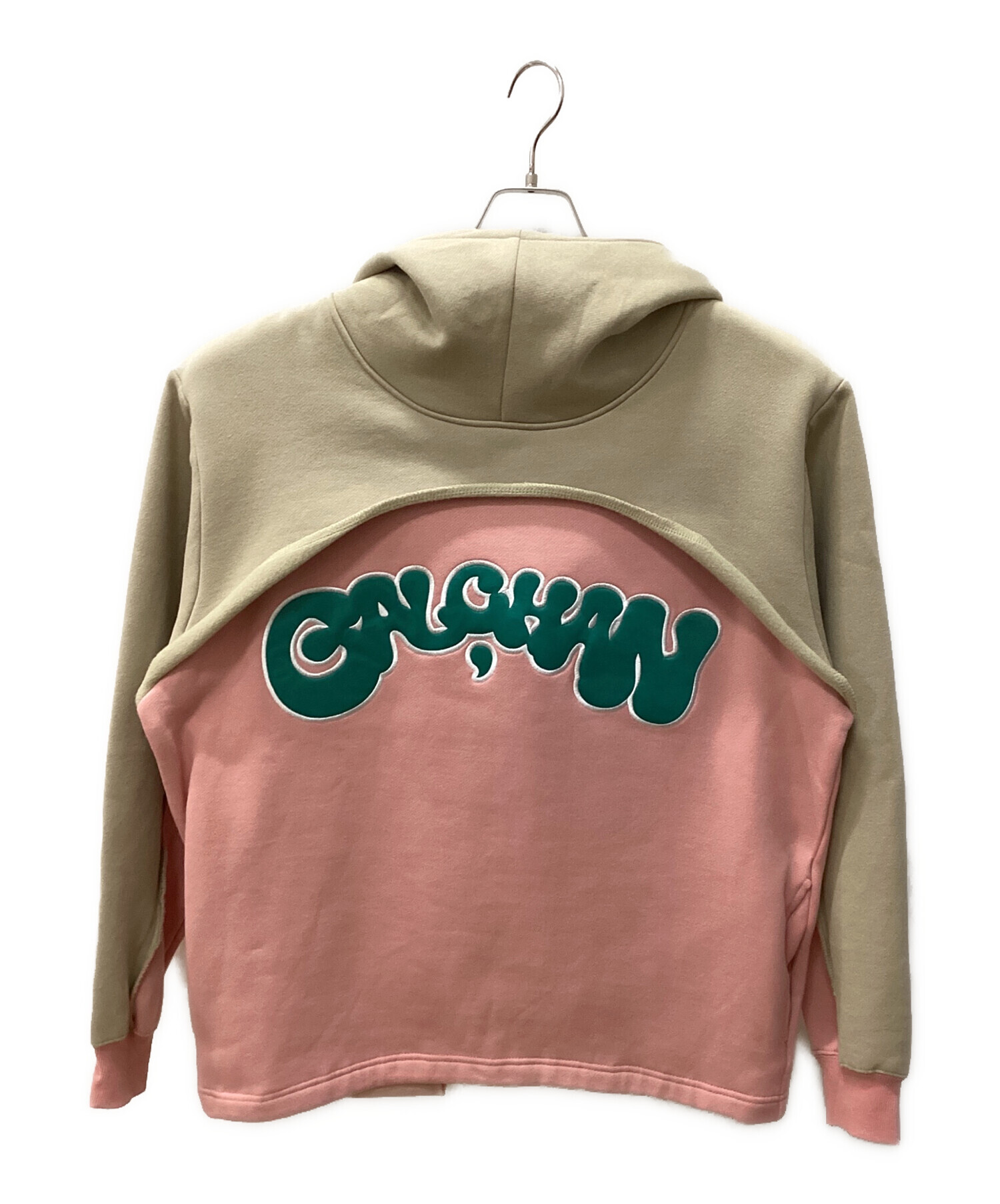 中古・古着通販】GALFY (ガルフィー) 半分パーカー ベージュ×ピンク