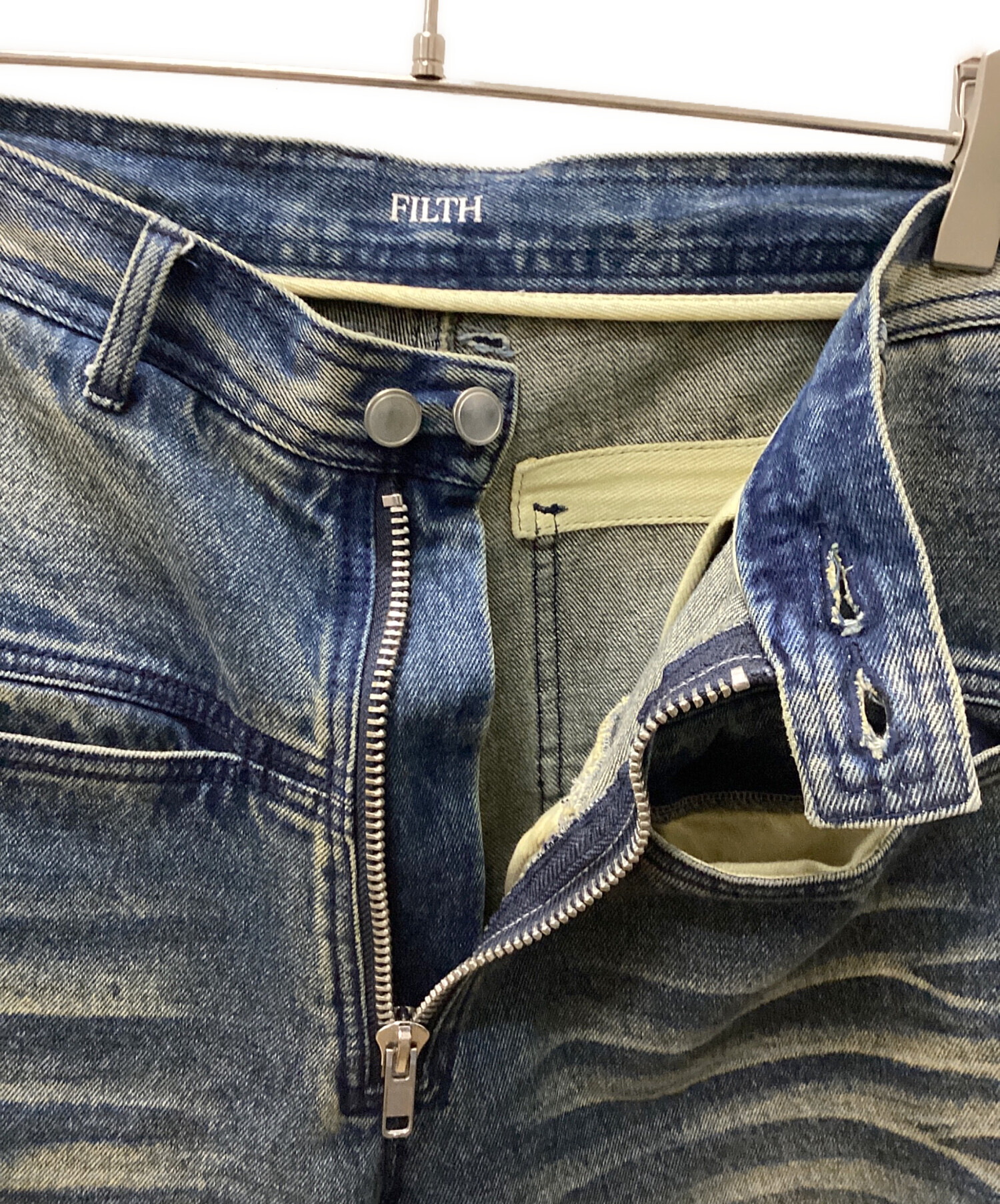 中古・古着通販】FILTH (フィルス) FRONT ZIP BAGGY インディゴ サイズ