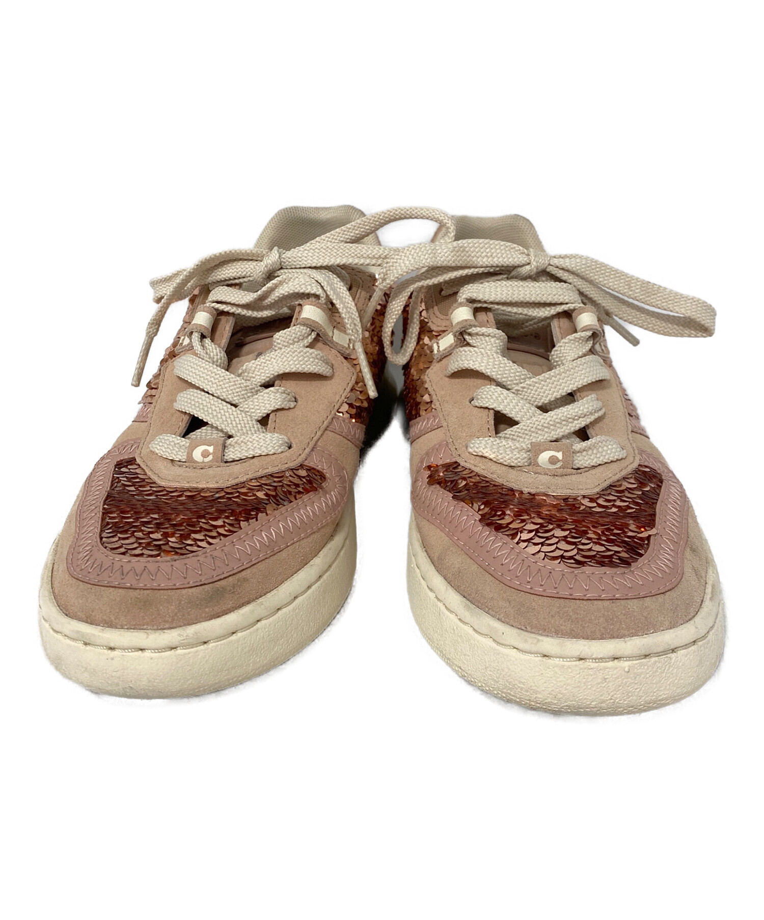 中古・古着通販】COACH (コーチ) スパンコールスニーカー ピンク 
